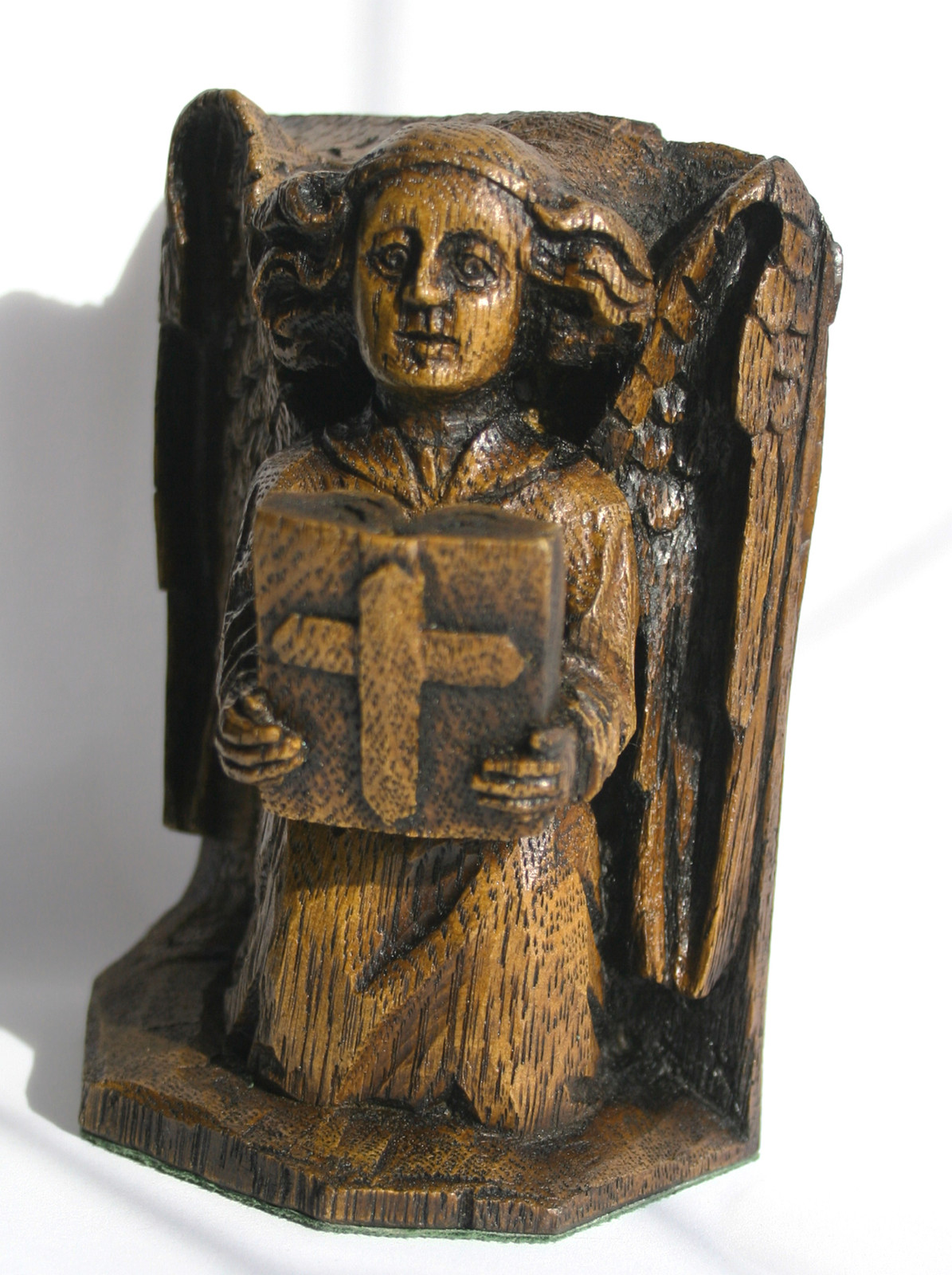 Angel Reading Bible Ornament Reproduction Medieval Carving Praying Cherub Gift