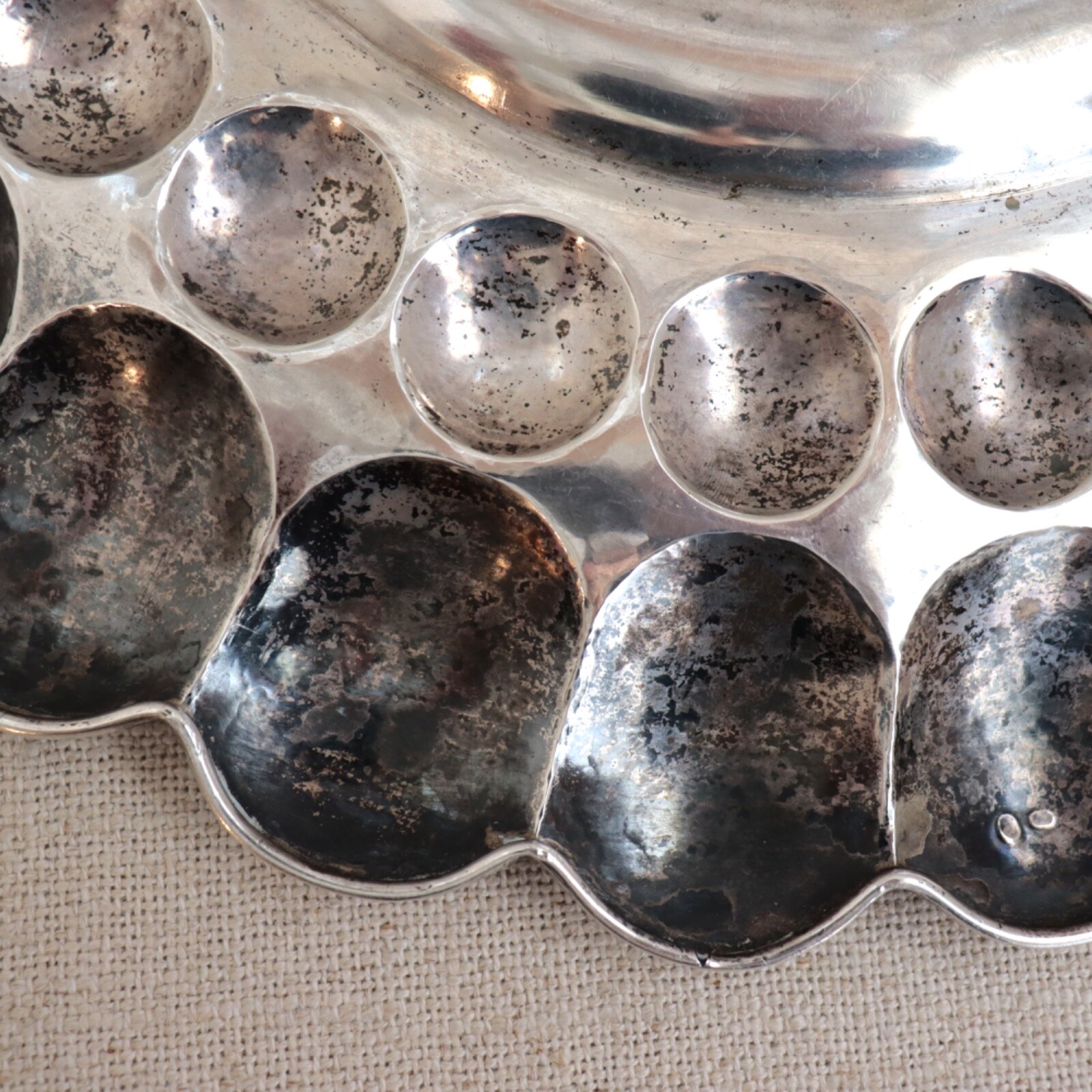 Art Deco Modern Solid Silver Tray Plate Bowl Platter Convex Bubble Hungarian MCM
