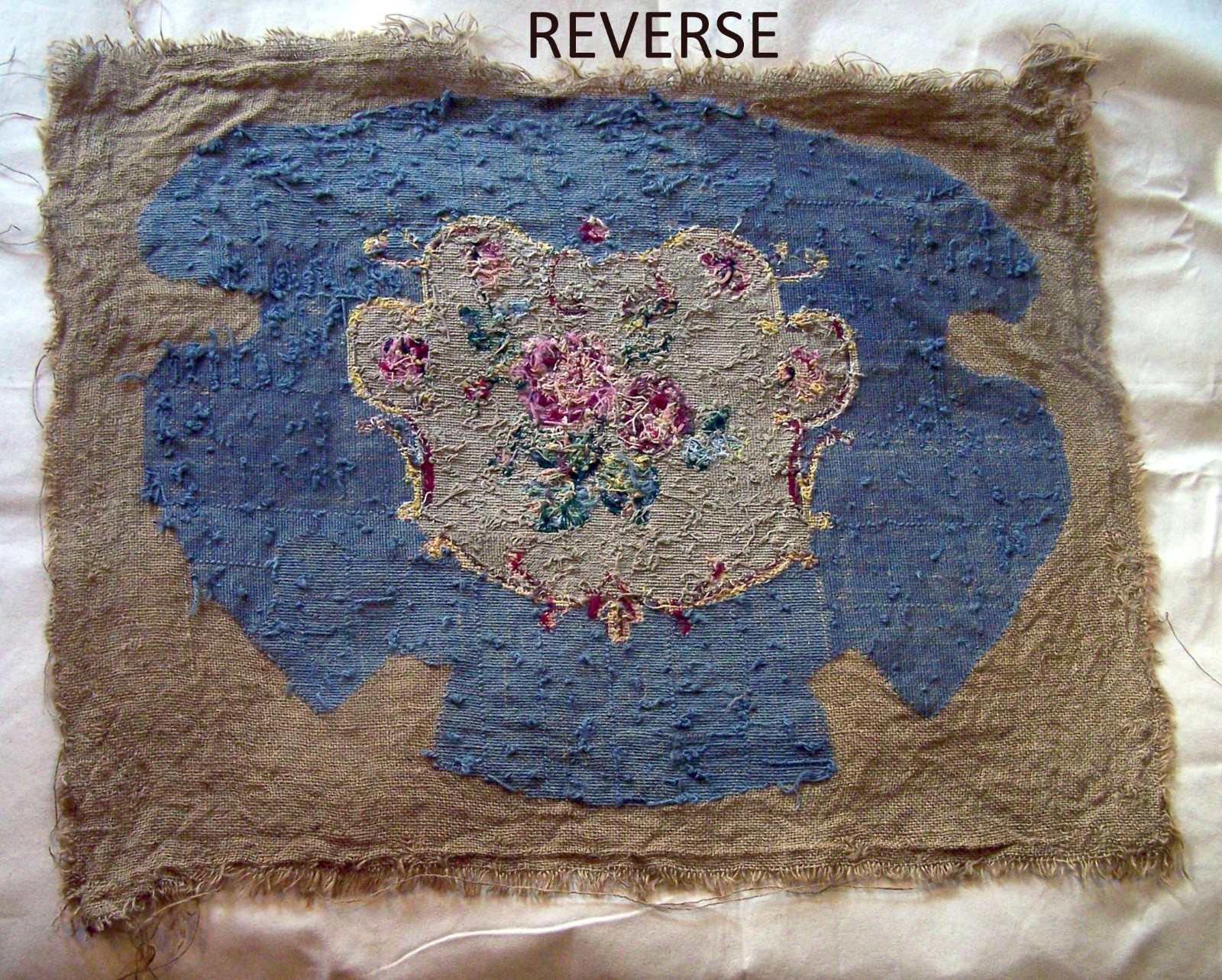 Antique Victorian Completed Needlepoint Parlor Chair Floral Seat Cover Pattern