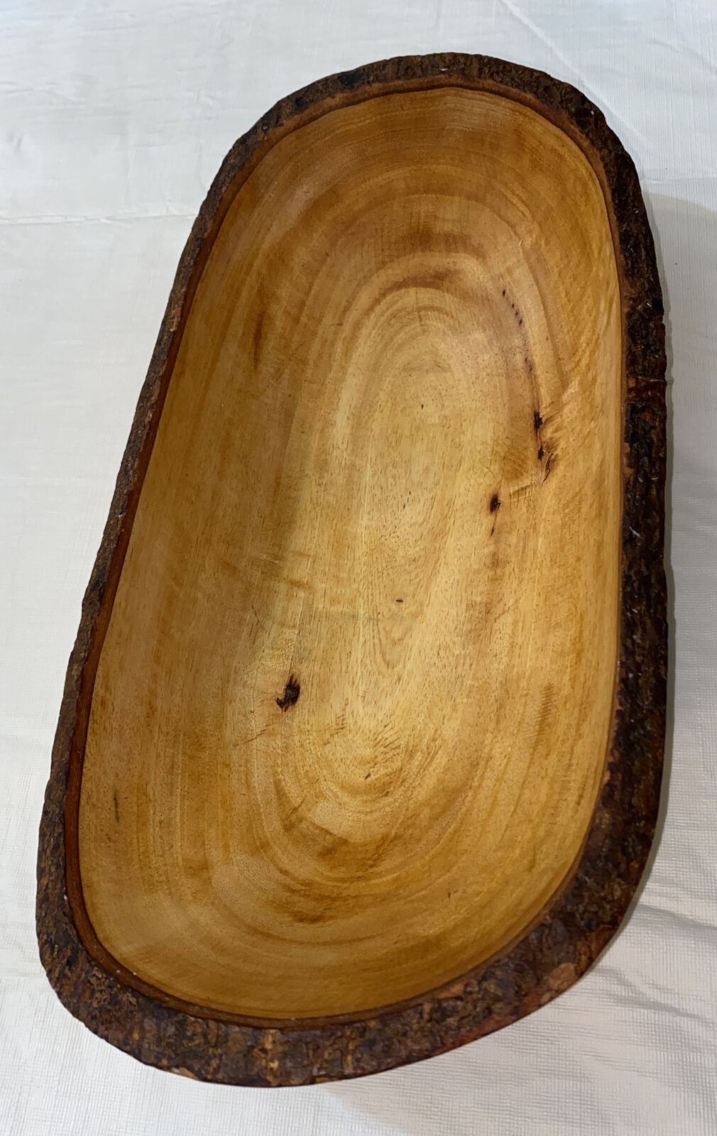 Rustic, Live Edge, Rectangle, Hand, Turned Wooden Bowl 15”L￼