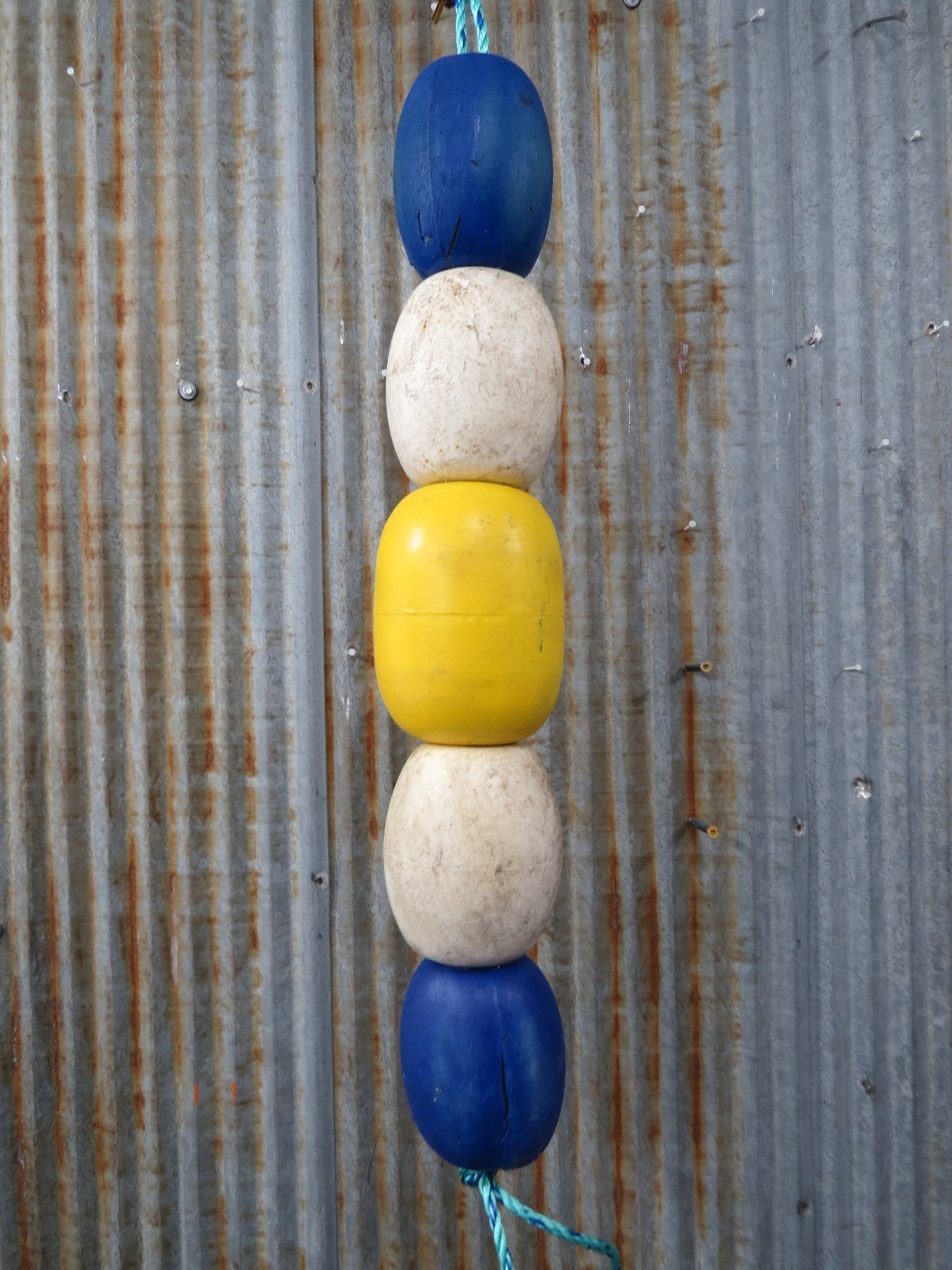 5 Old Fish Net Floats 24 Inches Long Fishing Buoys Bouys Tiki Hut Bar -(SF351)
