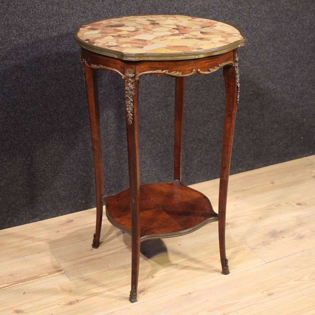 Small French wooden furniture table Napoleon III style marble floor xx second