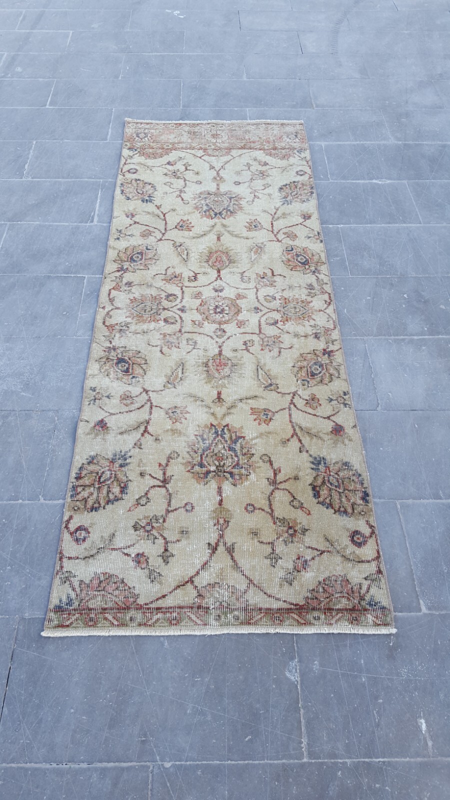 2.5×7 ft Vintage Turkish Runner Rug Wool Anatolian Handmade Hallway Oushak d