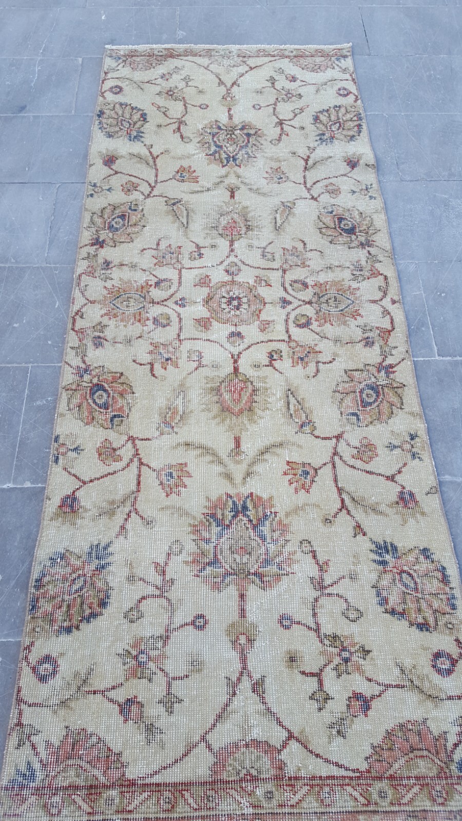 2.5×7 ft Vintage Turkish Runner Rug Wool Anatolian Handmade Hallway Oushak d