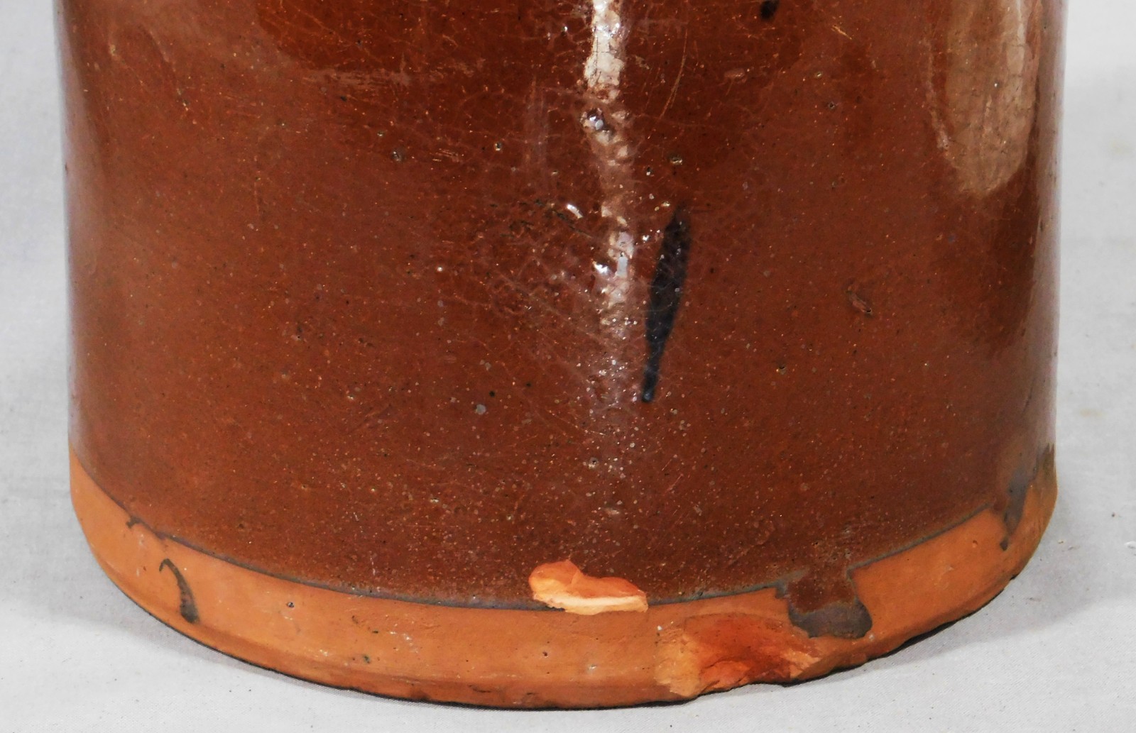 Antique Redware Vase Urn Manganese Decorated New England Pottery c1820 13in