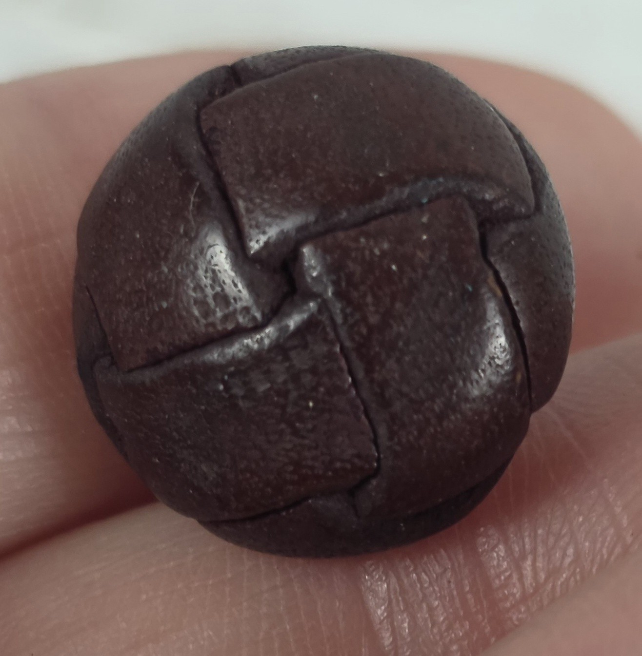 (2) Antique Leather Covered Round Buttons w/Leather Shanks