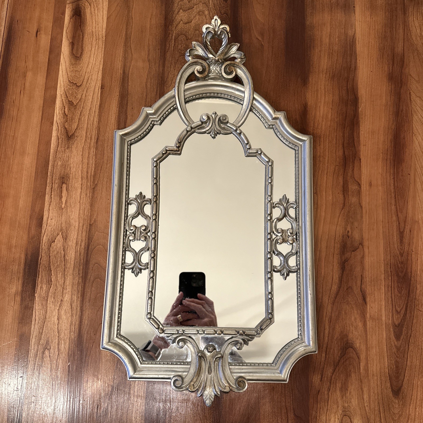 Vintage Rococo Hollywood Style Gilted Tall Wall Mirror Italian 23×12” MCM
