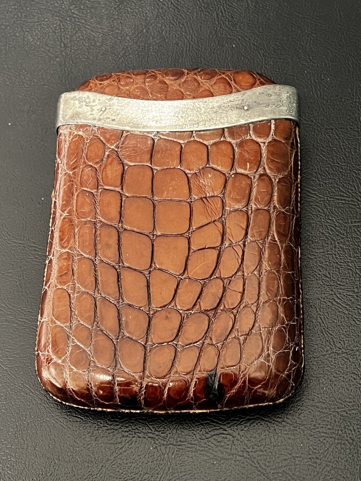 Victorian 1917-18 Alligator and Silver Cigar Case