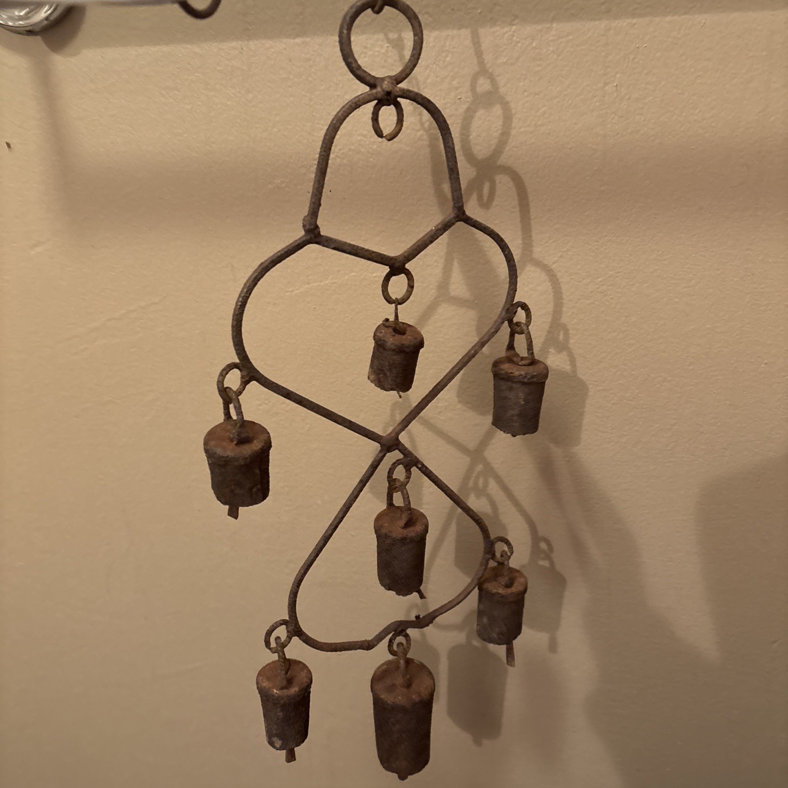 Handmade – Primitive Cow Bell Wind Chime, Iron, Rusty