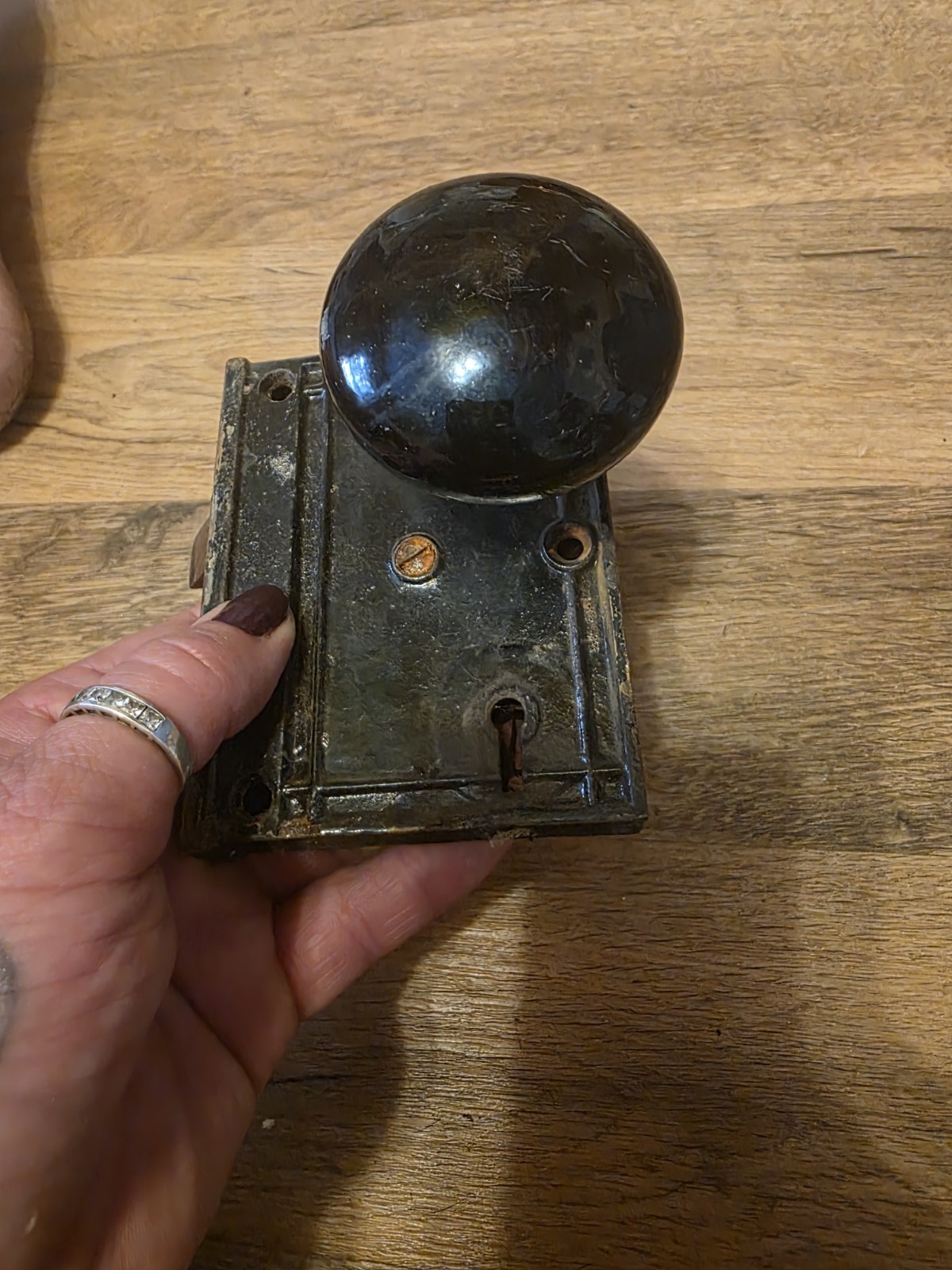 Antique Surface Mount Door Hardware w/ Porcelain Knobs Not Complete