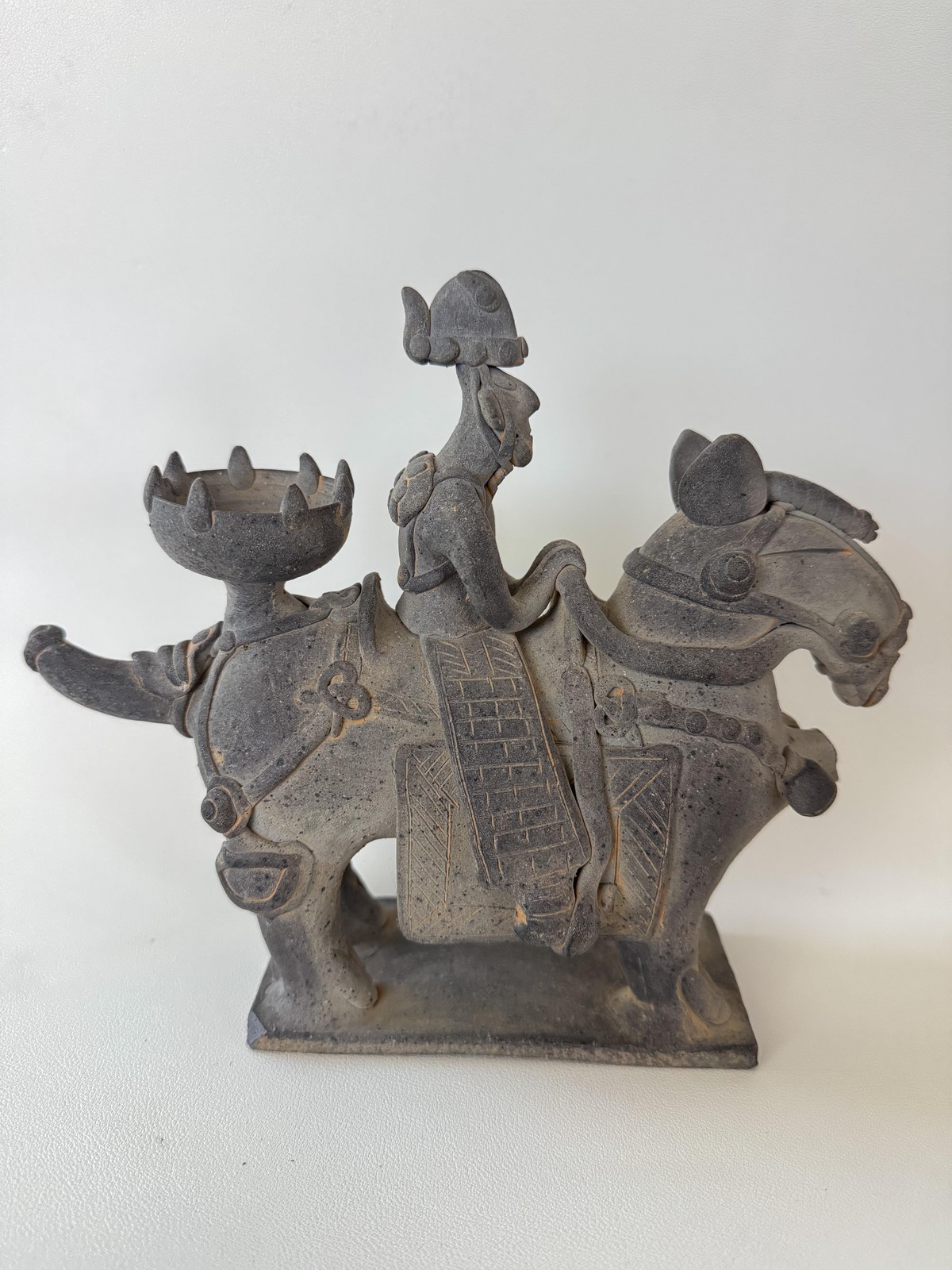 Korean Warrior Sculpture on Horse Clay Vessel Silla Master