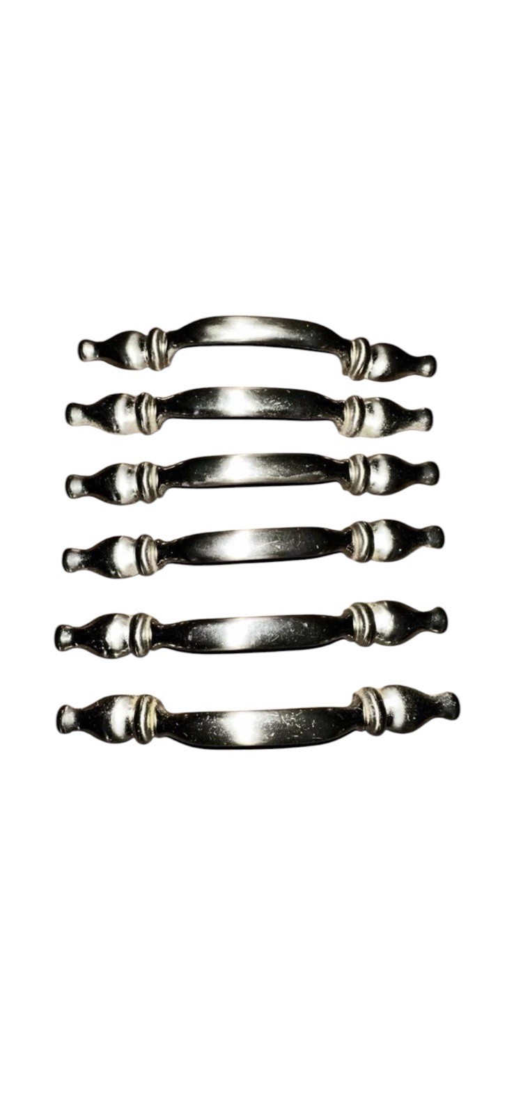 Vintage Cabinet Door Drawer Handles Pulls 3” Hole Width Lot 6 Brushed Nickel 5”