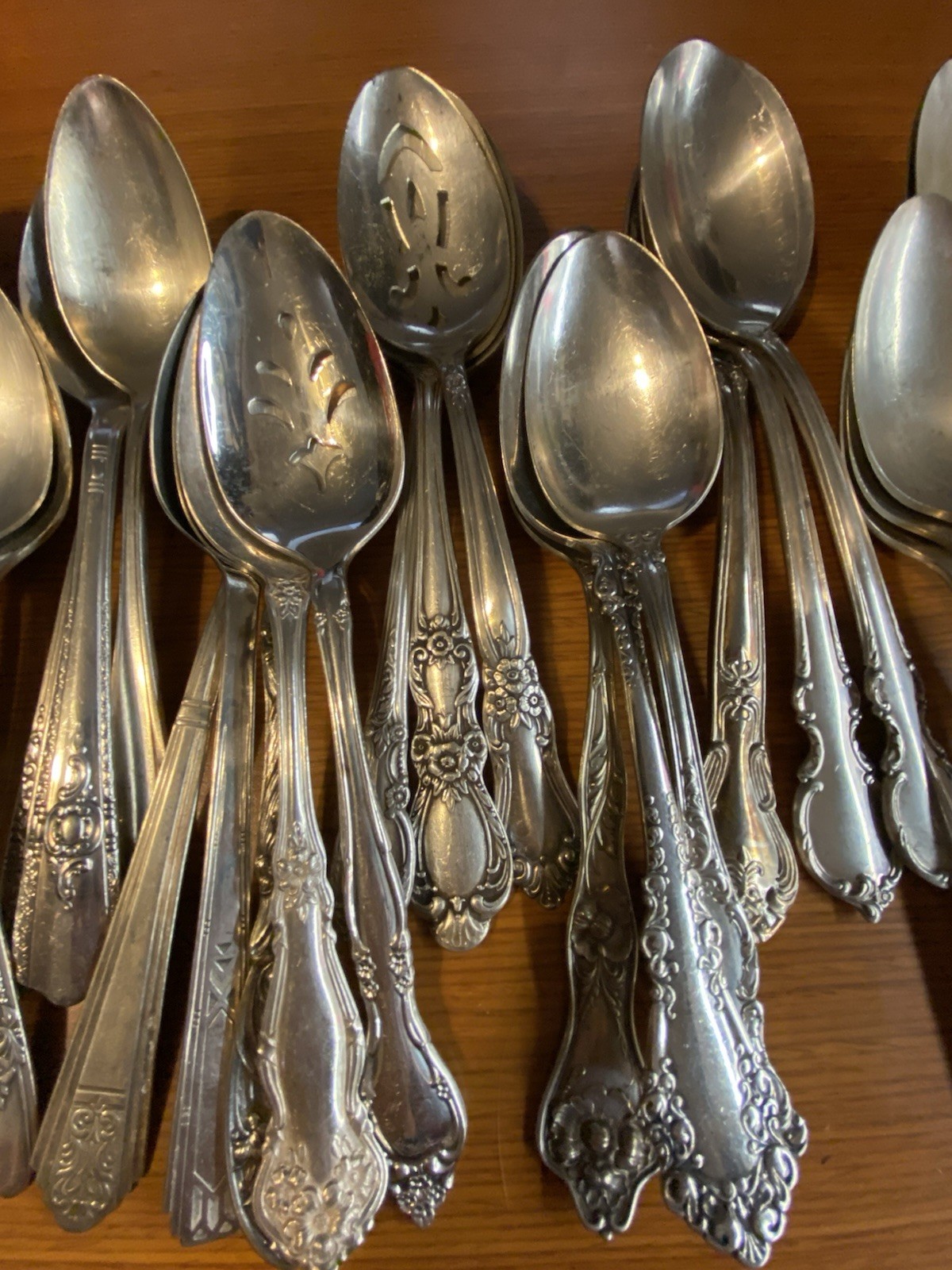 40 Silverplate Serving Spoons 8 Inches + Mixed Makers Craft Lot