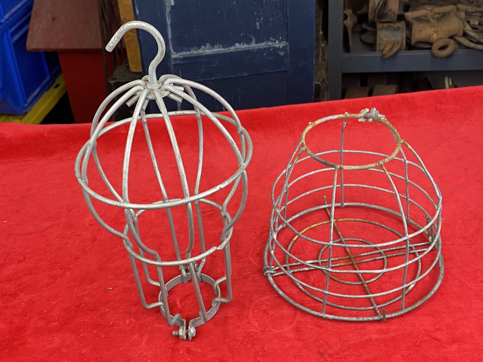 2 Vintage Lighting Cages ~ Garage, Factory, Workshop, Industrial, RePurpose