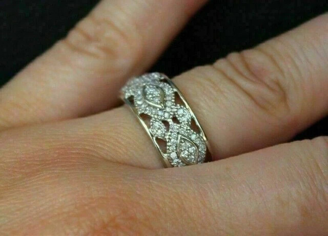 0.95 Ct Round lab created Diamond Wedding Engagement Band Ring White Finish