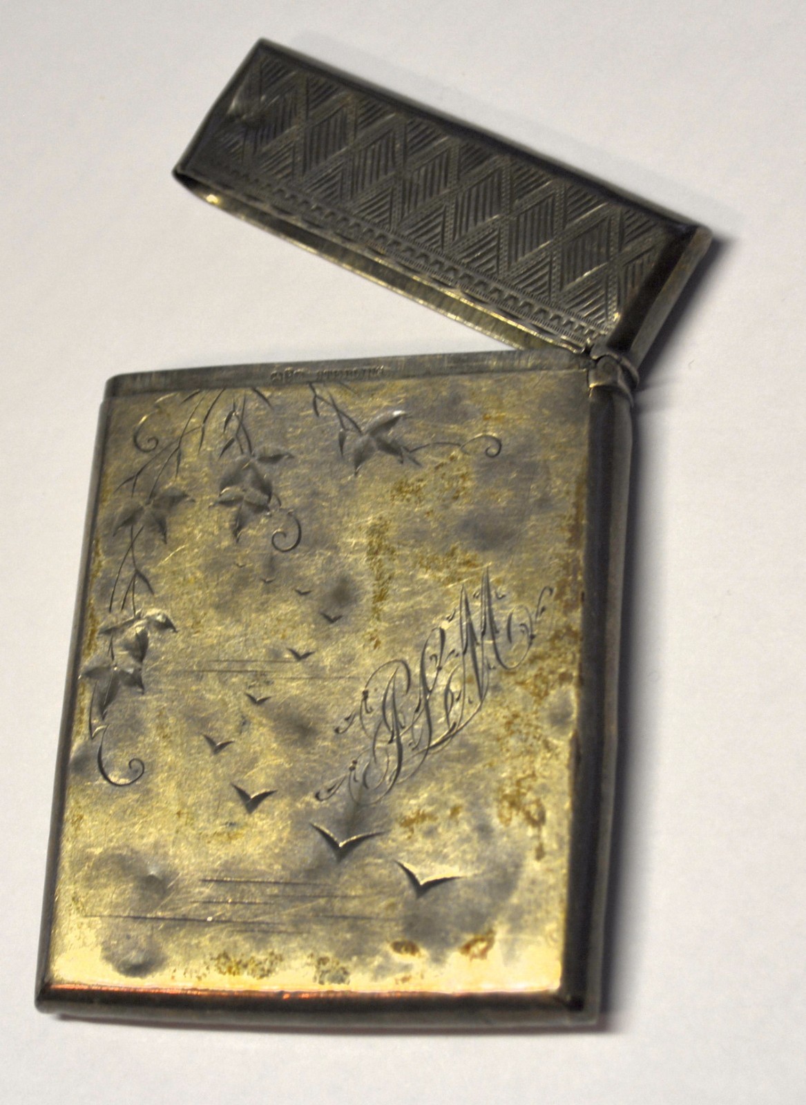 Vintage Sterling Silver Cigarette Case 47 Grams lion anchor GORHAM business card