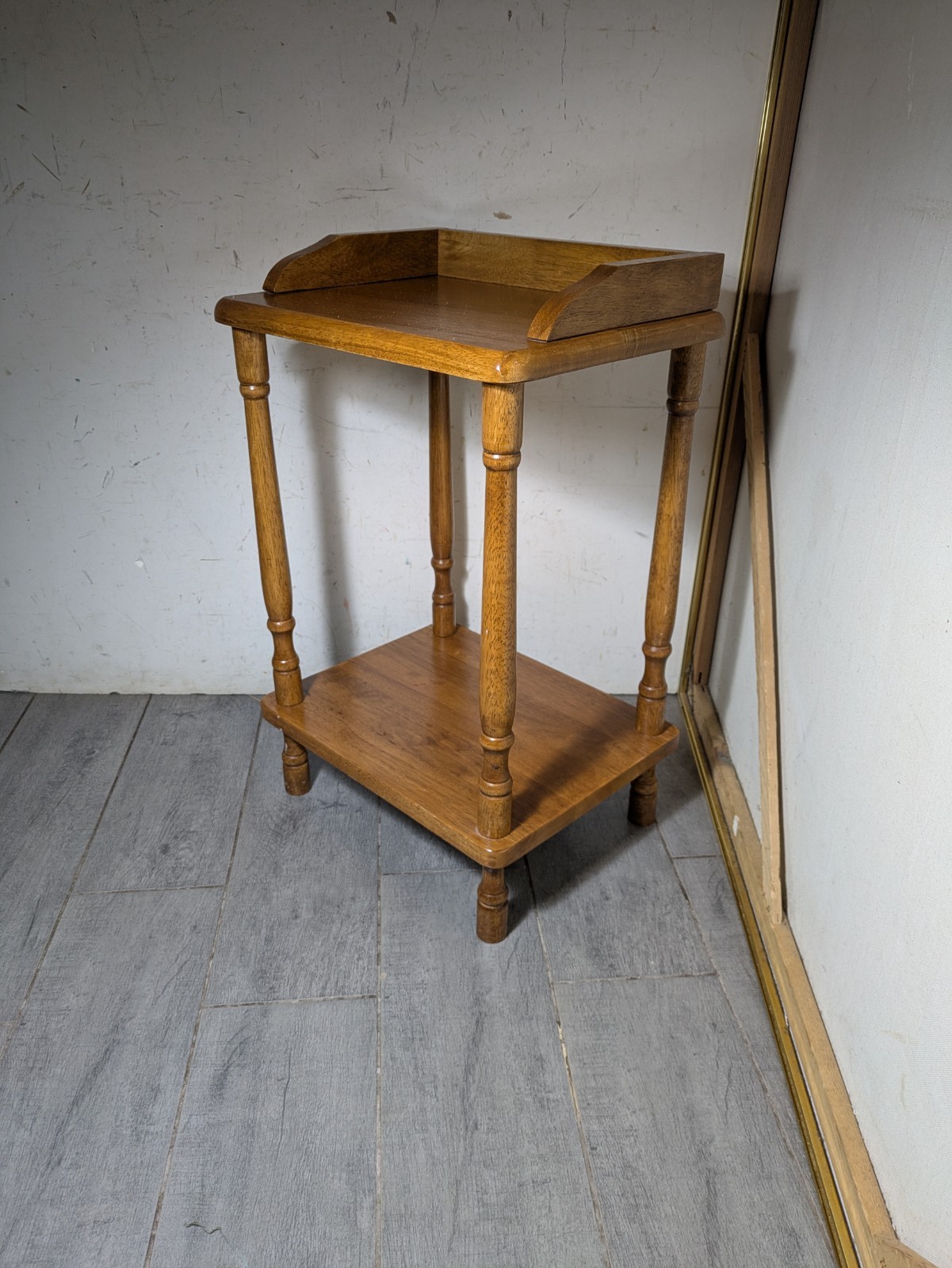 Vintage Rustic Country Colonial Solid Wood Small 2-Tier Side Telephone Table W52