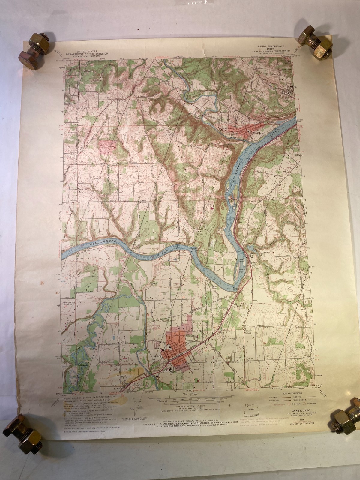 Canby Oregon 1961 Vintage Original USGS Topography Topo Map 7.5 Minute