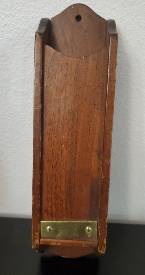 Vintage Wall Mounted Wood Long Match Box Holder Fireplace Hanging Cornwall 14″