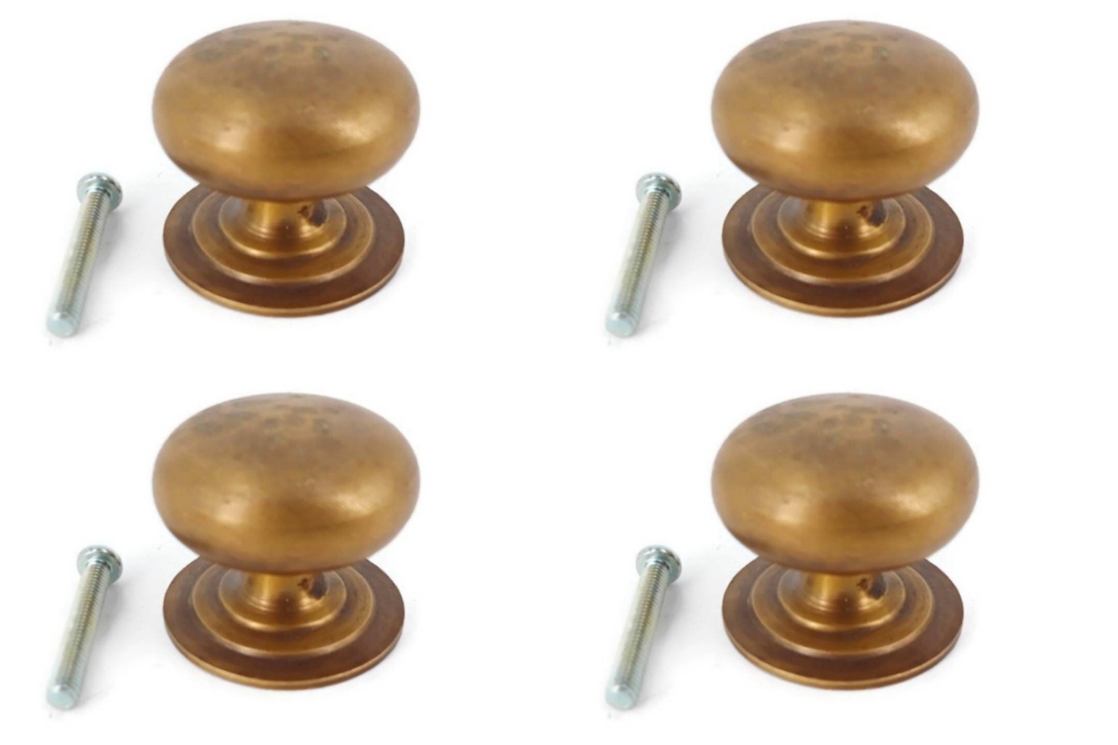 Set of 4 Solid Brass Knobs 1-1/2″ (38mm) Heavy Cabinet/Drawer Pulls — Duties Inc