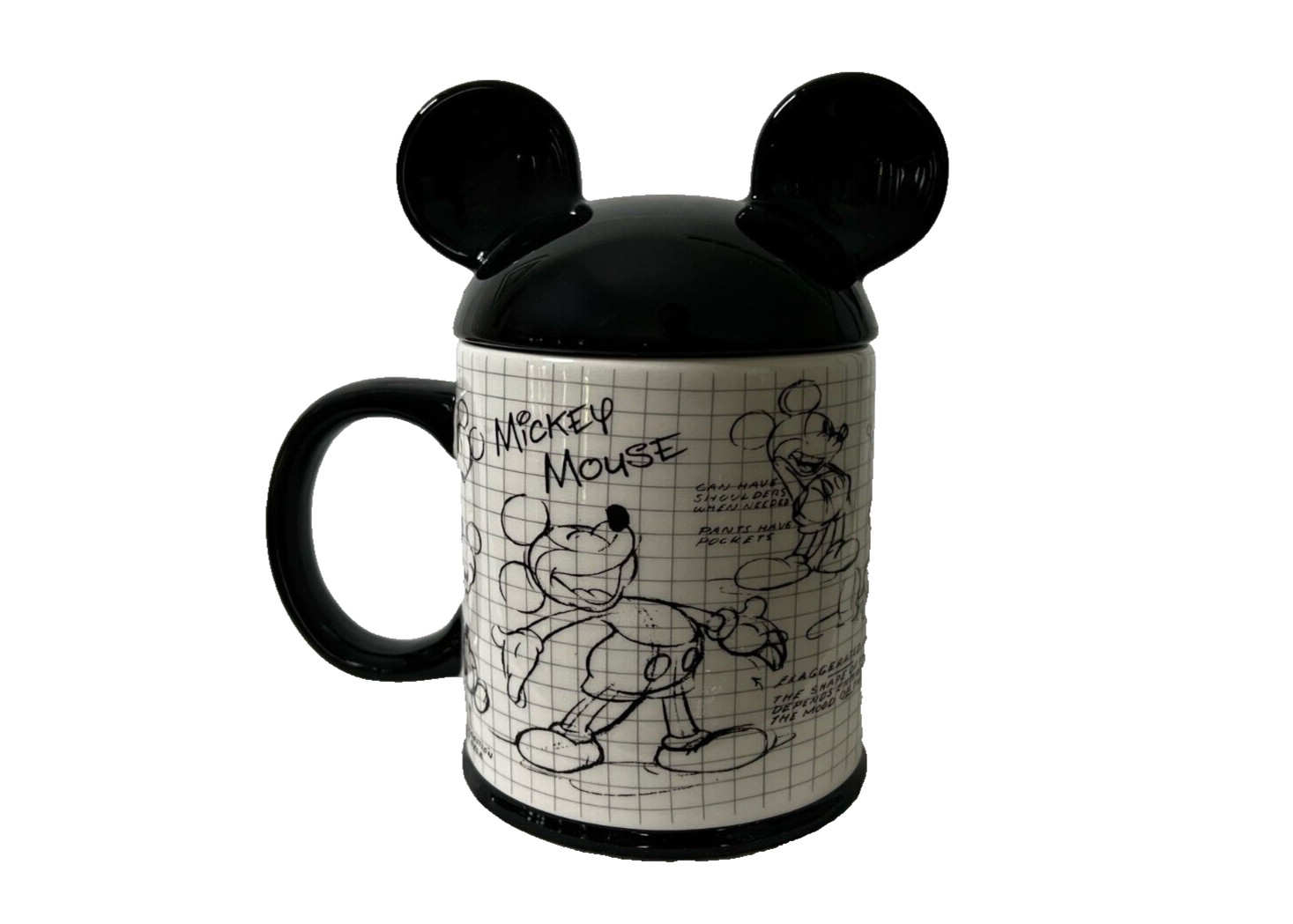 Disney Mickey Mouse Sketchbook Covered Mug with Ears Lid 17 oz