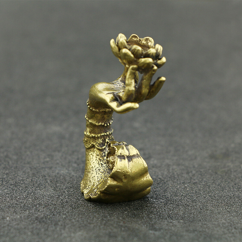 Solid Brass Vintage Cone Incense Burner Holder Small Hand Shape Figurine Gifts