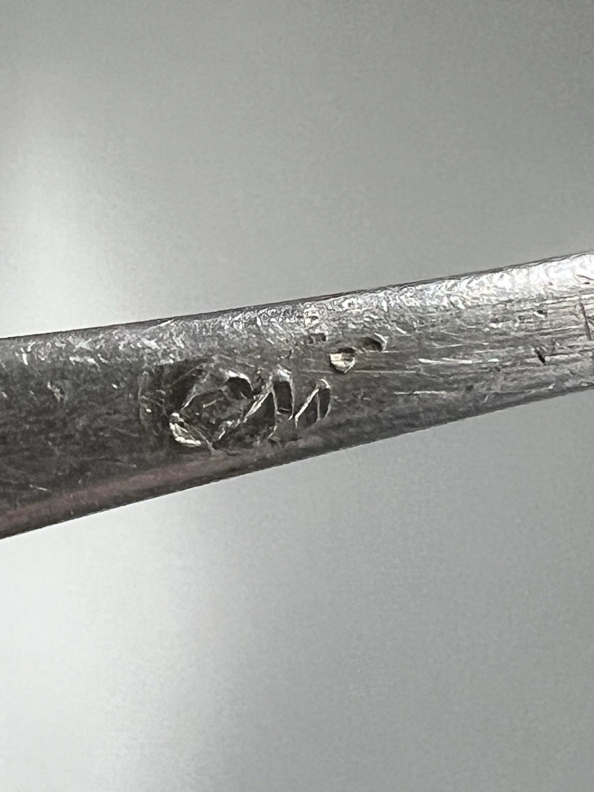 CM Silver Spoon with Hallmarks, United Kingdom, Decorative Handle, Antique