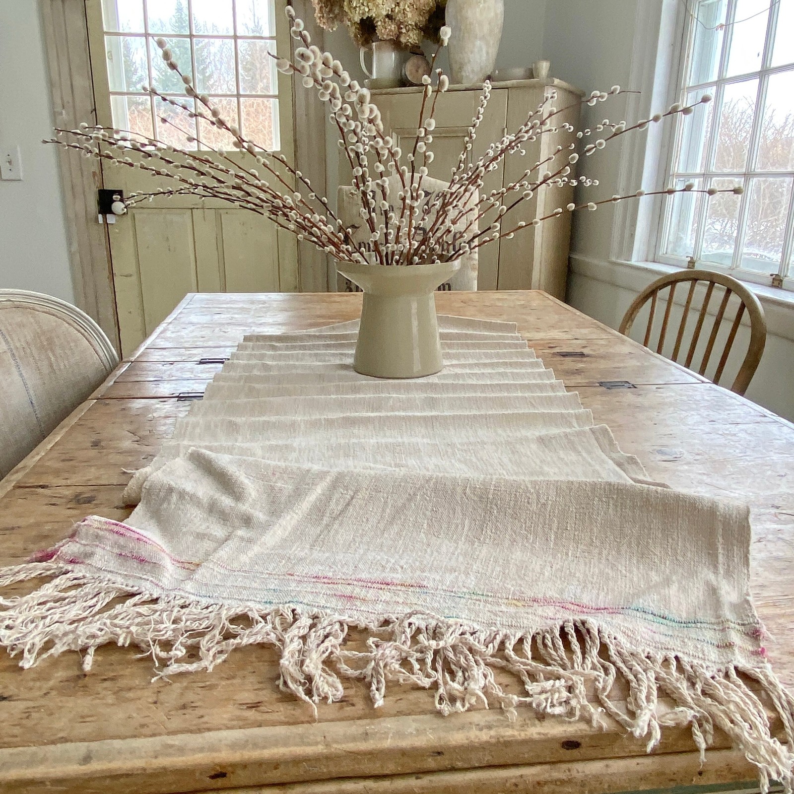 Modern Farmhouse Linen Table Runner placemats Grainsack organic fabric material