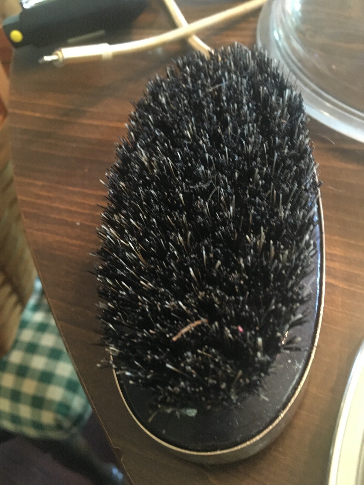 Vintage Hair Brush Made in Hong Kong 5″ Coarse METAL HANDLE COVER