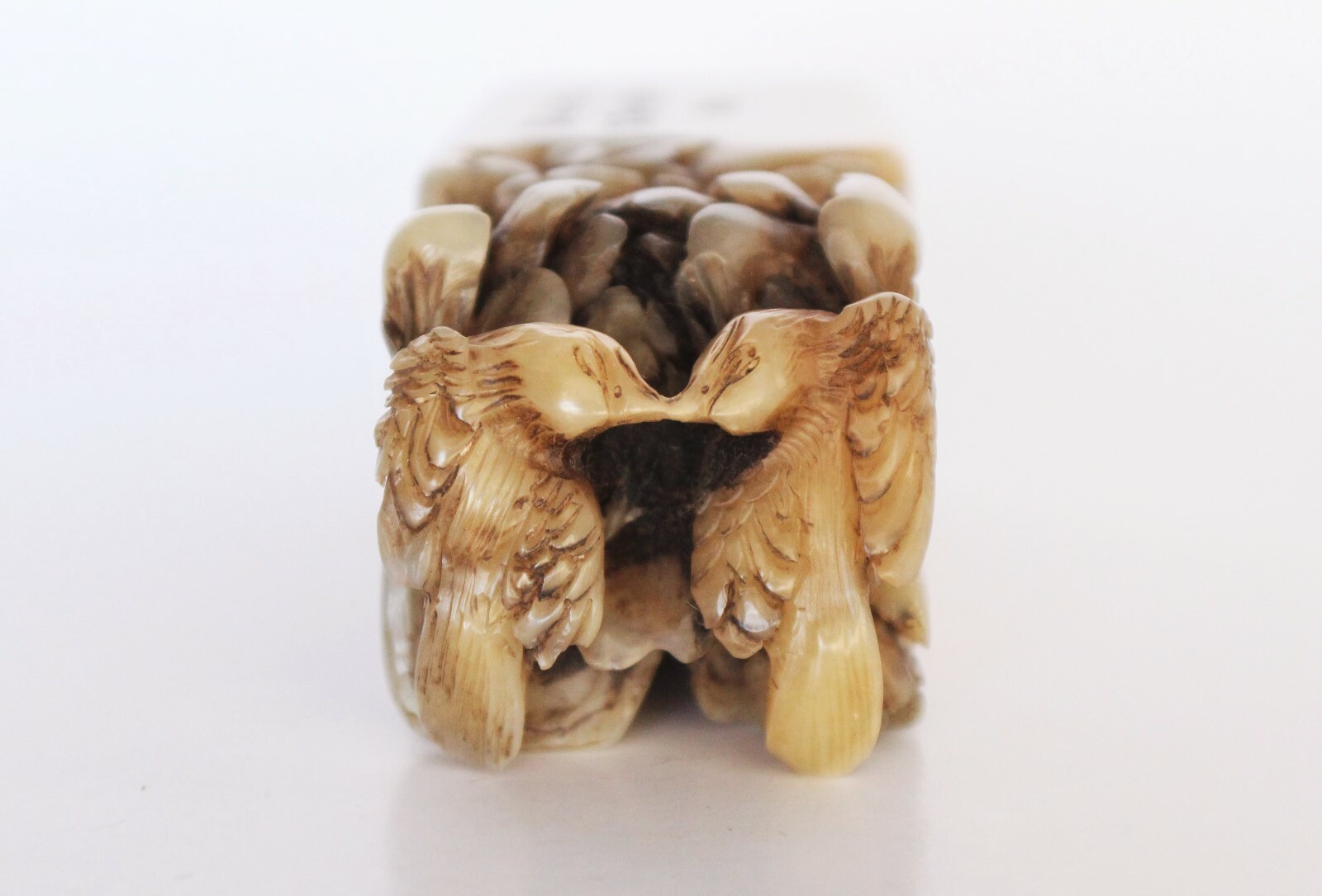 Finely Carved Pair of Kissing Love Birds Chinese Soapstone Seal