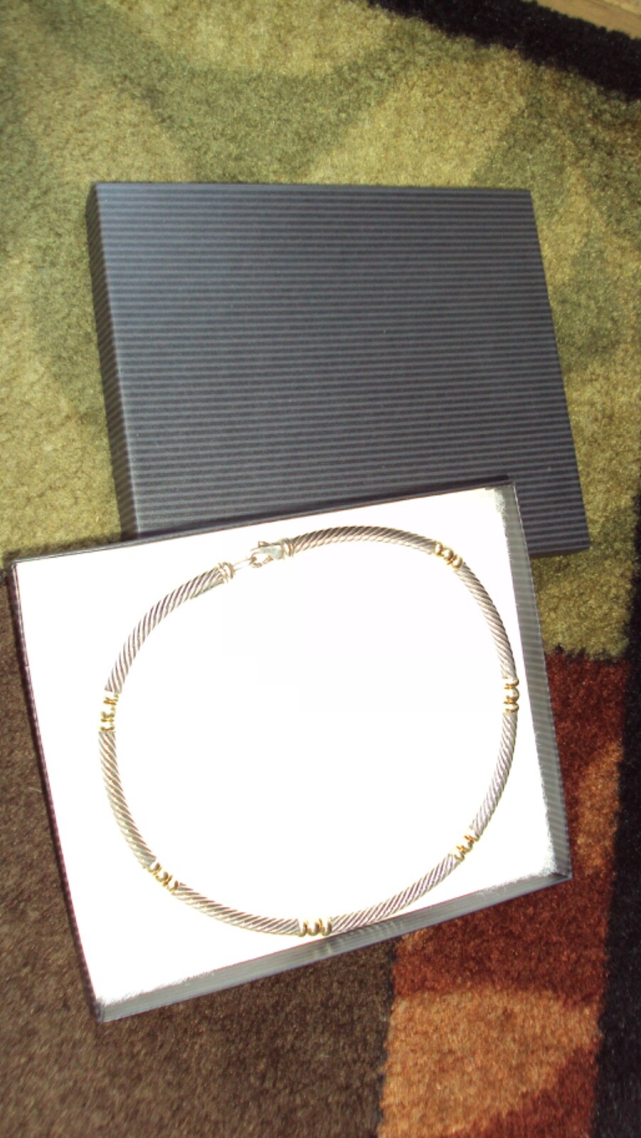 David Yurman Designer Sterling Silver & 14k Gold Choker Necklace: High Fashion,