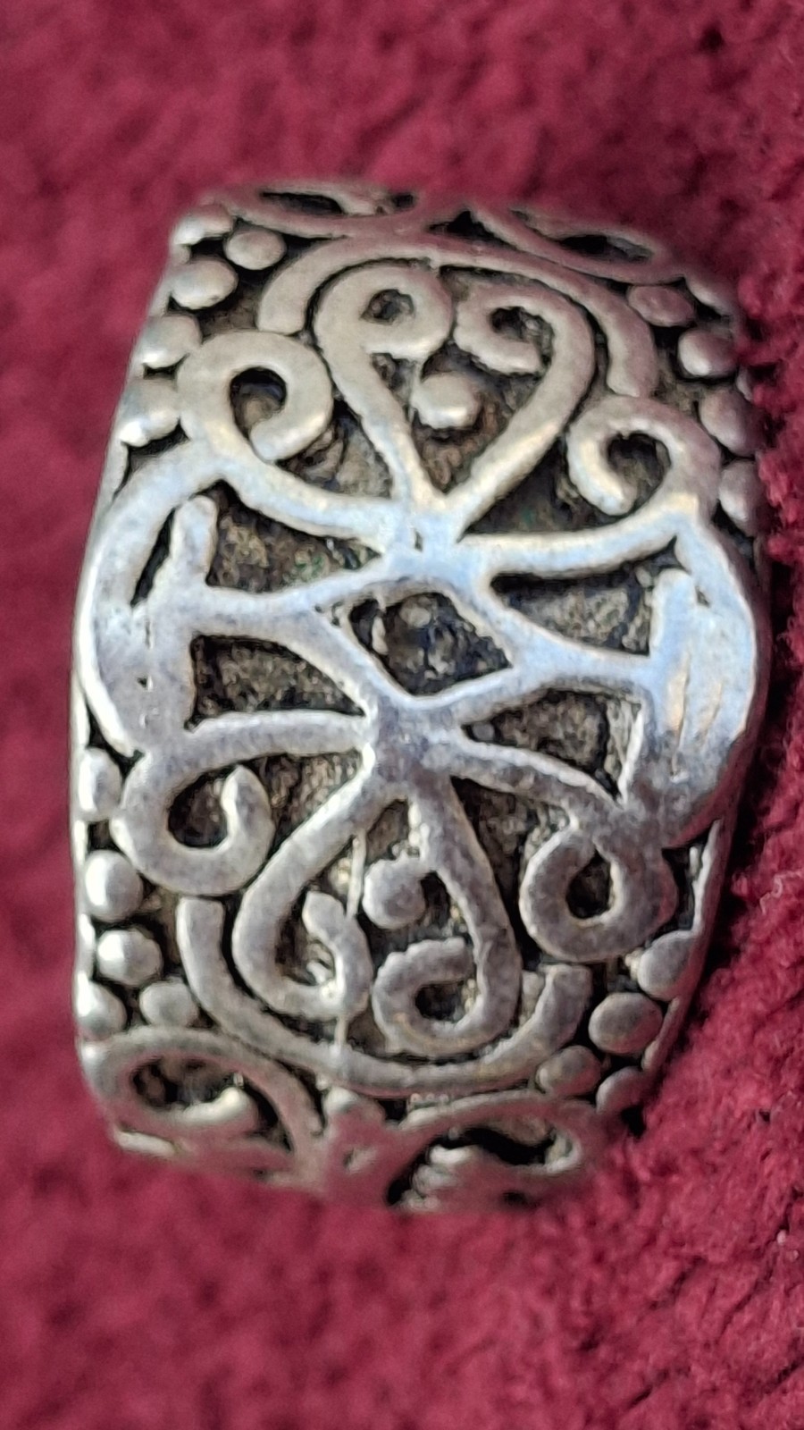 Antique Scandinavian? Saxon style finger ring 19thC-20thC? Silver/White Metal?