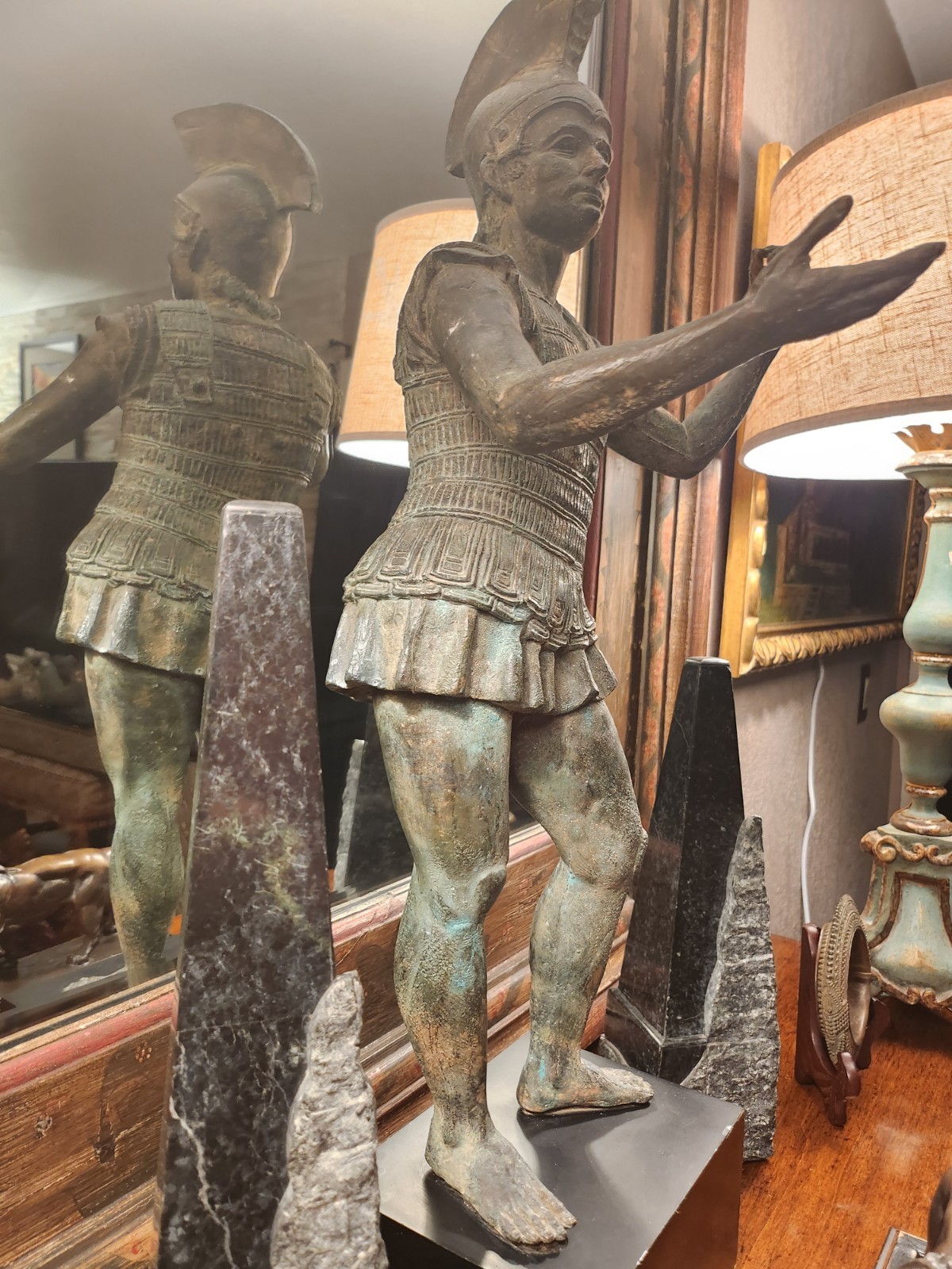 Etruscan bronze warrior statue