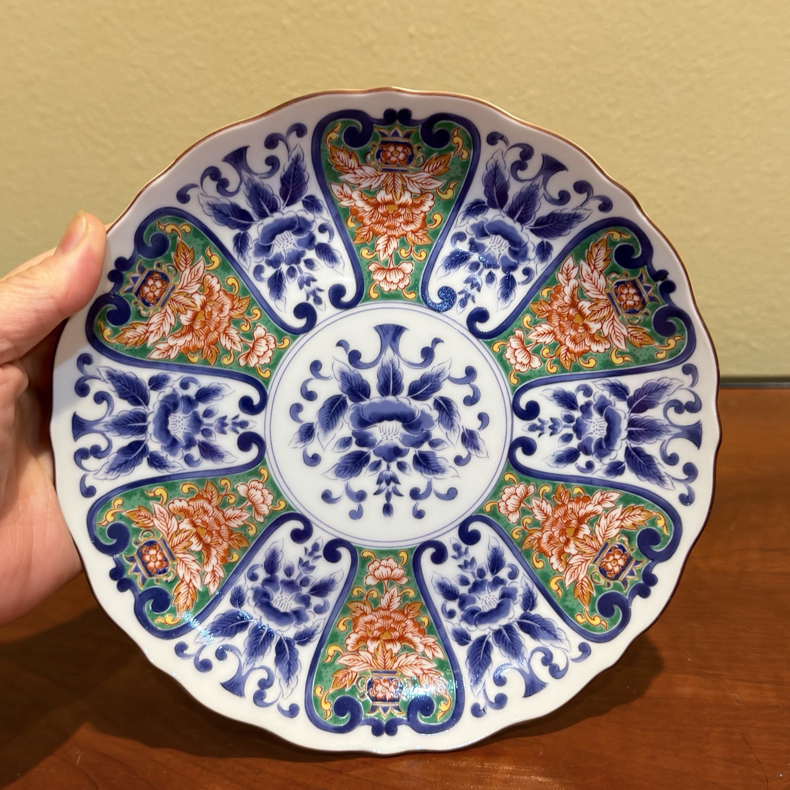 Vintage Antique Japanese Arita Ware Porcelain Plate Scalloped Edge 7 inches