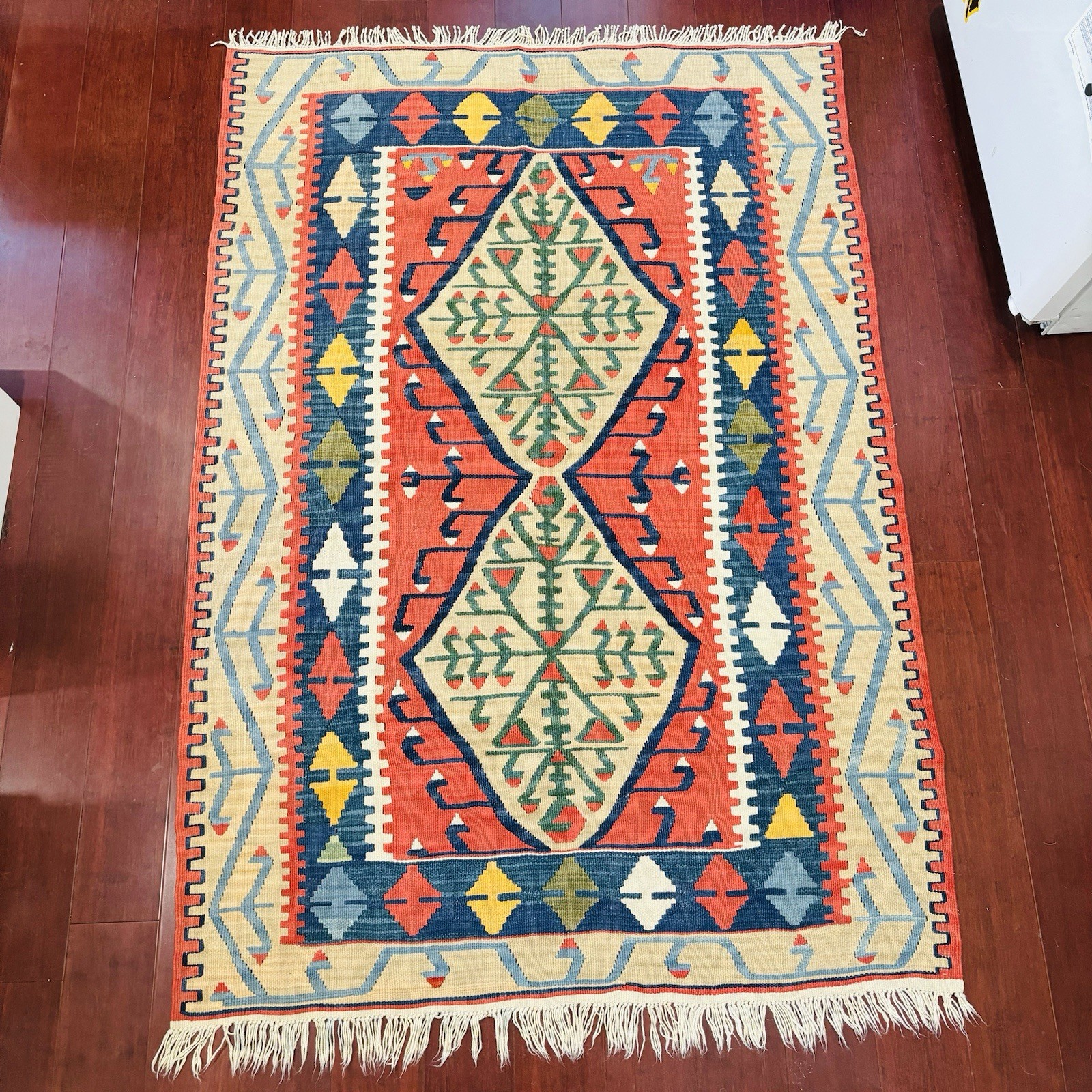 4 ft x 6 ft Vintage Turkish Kilim Handmade Area Rug Wool Boho 48”x74”