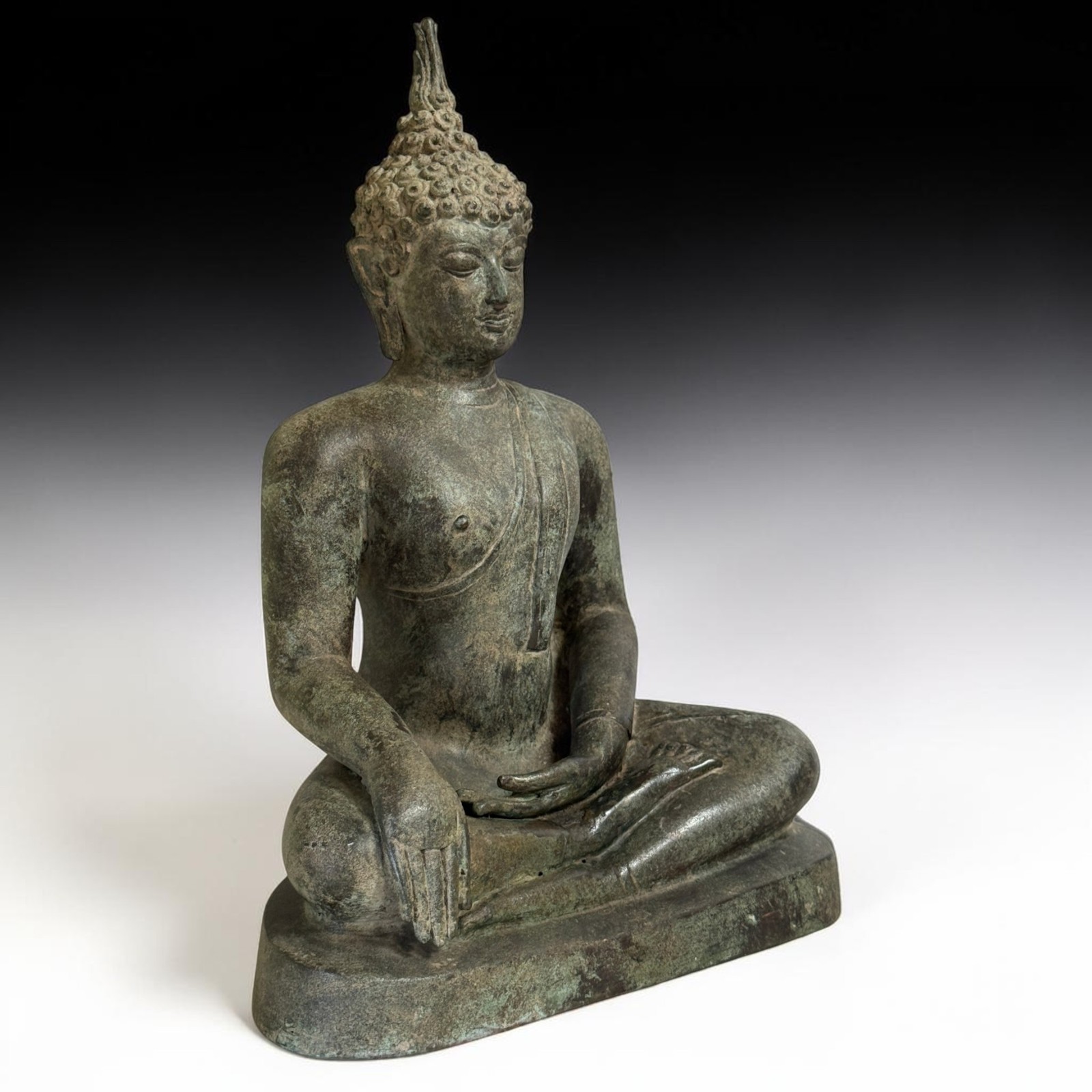 Bronze Buddha Statue Thailand Ayutthaya 35cm Meditation Decor Sculpture