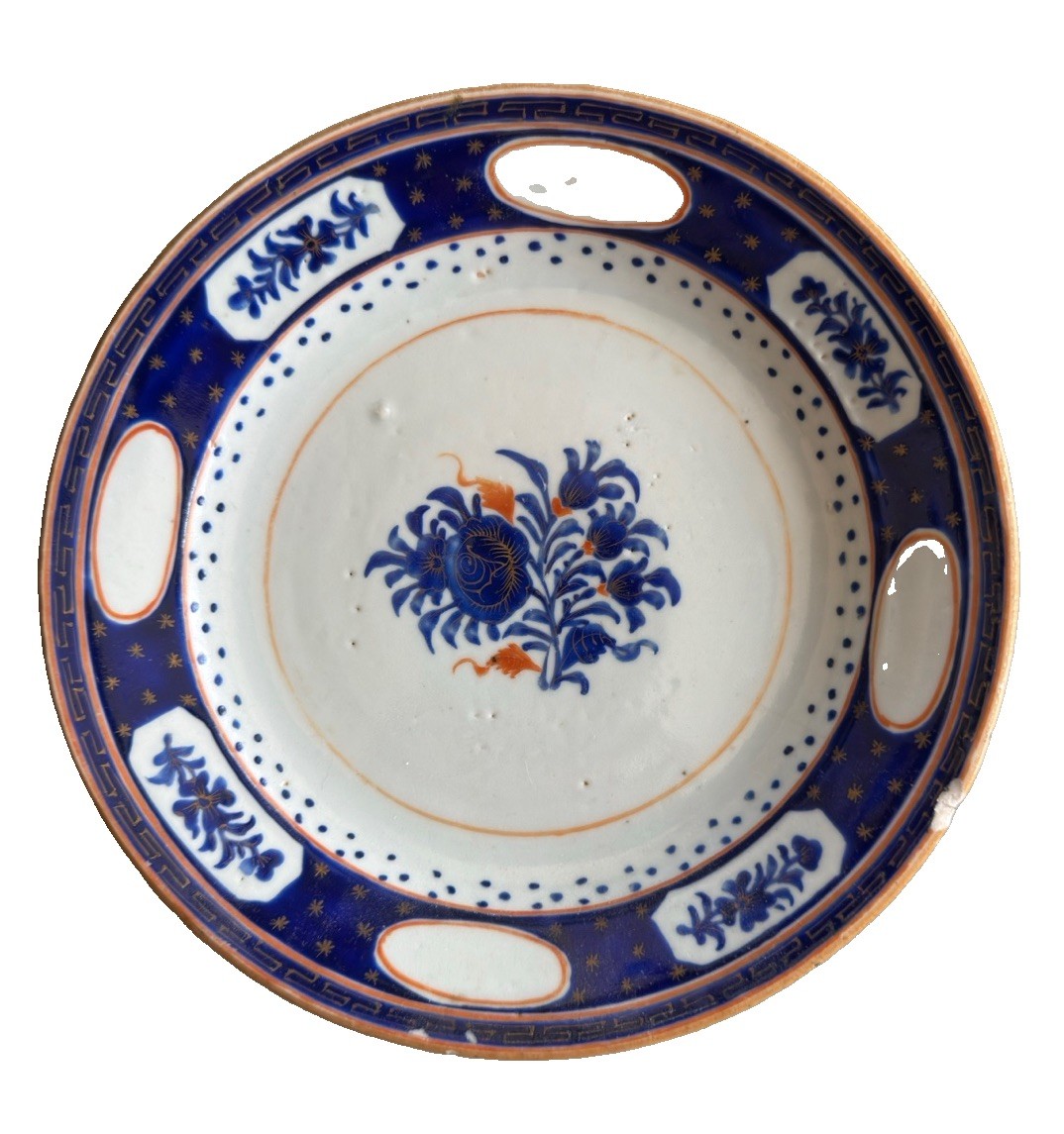 2 Antique Chinese Export Qing Dynasty Persian Market Plates 8.75” Late 18thC