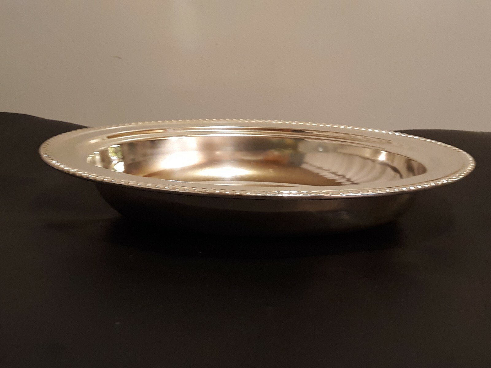 SHERWOOD Silverplated OVAL DISH Bowl with ROPE TRIM 11.5″L