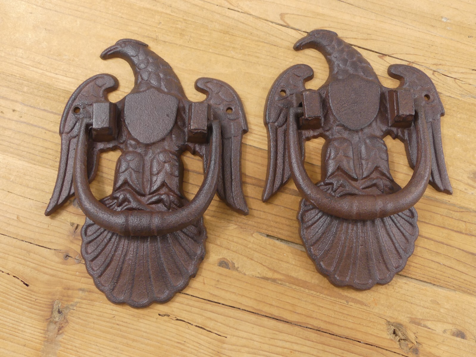 2 Large Cast Iron Door Knocker American Eagle Man Cave Vintage Style Rustic