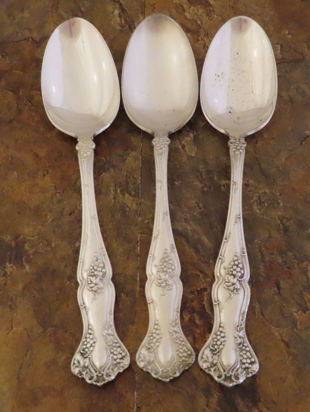 IS Vintage Grapes Set of 3 Serving Spoons 1847 Rogers Silverplate Flatware Lot H