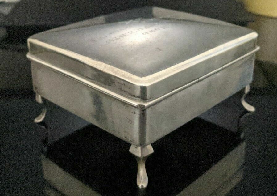 👍 1927 CHINA CHINESE HONG KONG ELECTRIC WANG HING SOLID SILVER GIFT BOX 香港电力纯银盒