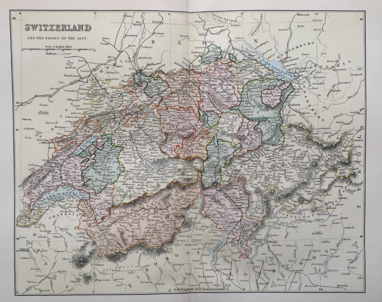 Map – Switzerland – National Encyclopaedia c1885
