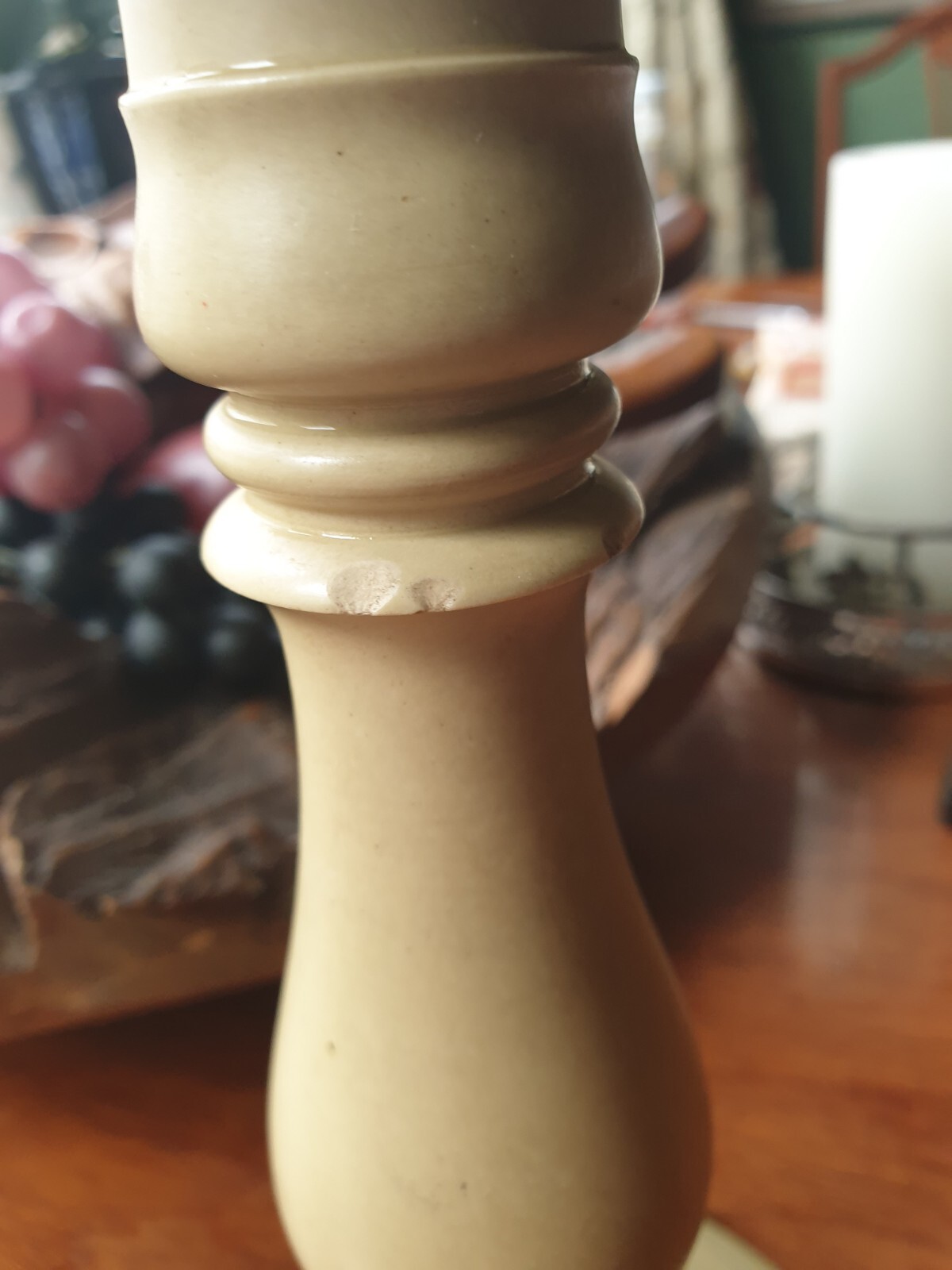 Baluster candlestick Ridgway & Son church works buff stoneware Yellow Ware C1840