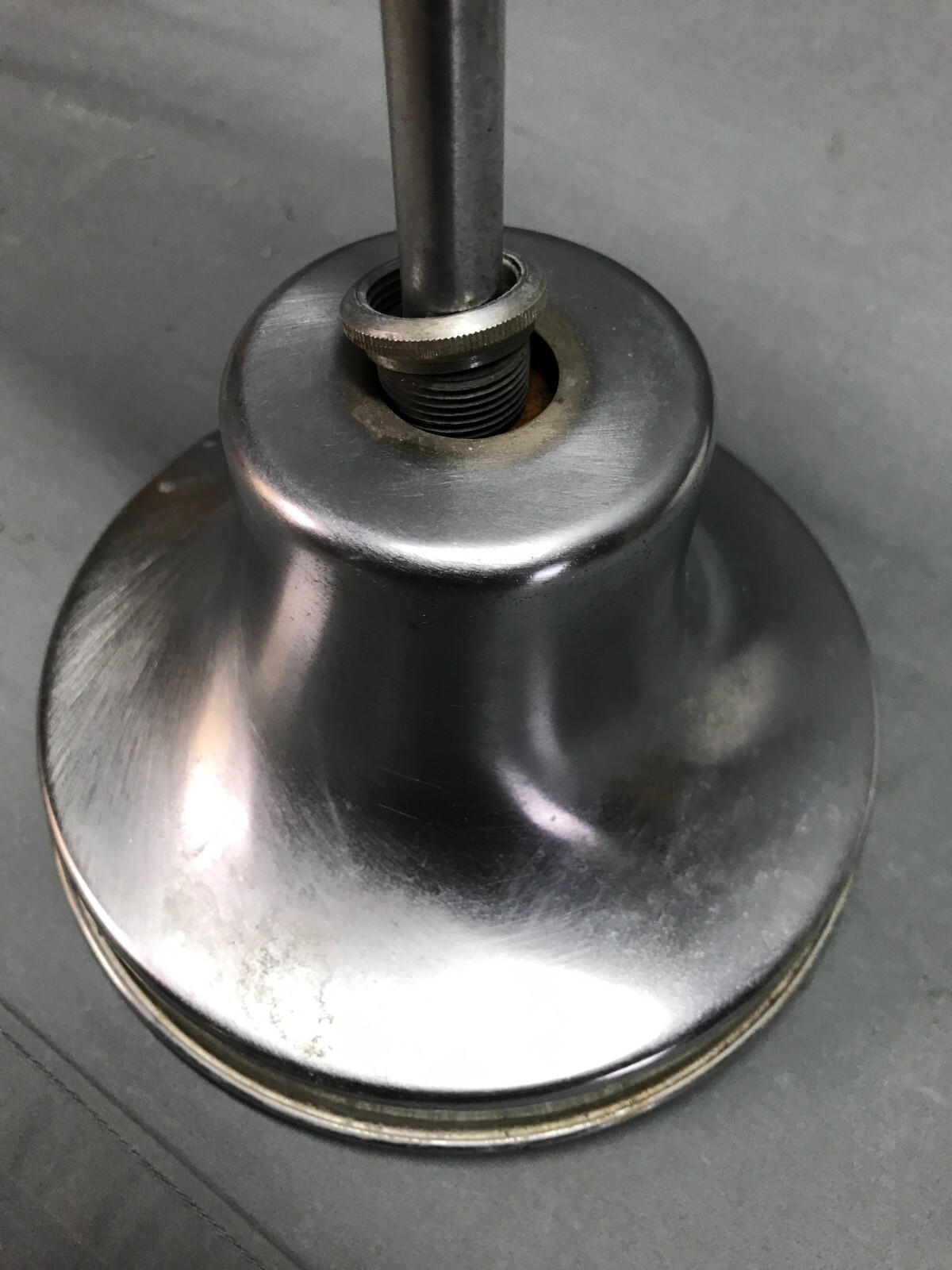 VTG Deco 12″ Diameter Glass Globe Nickel Brass Ceiling Light Fixture Old 619-25B
