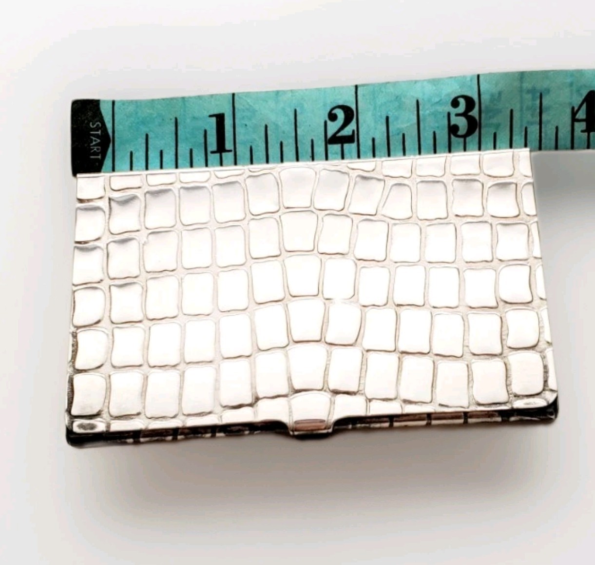 Judith Leiber Sterling SILVER Crocodile Embossed business card case 65 grams NWT