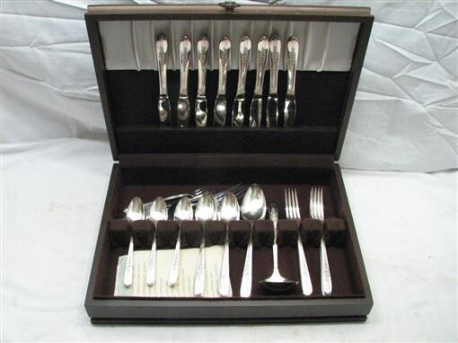 Set 48 pcs Nobility Plate Royal Rose Service for 8 Silverplate Flatware w/Box D