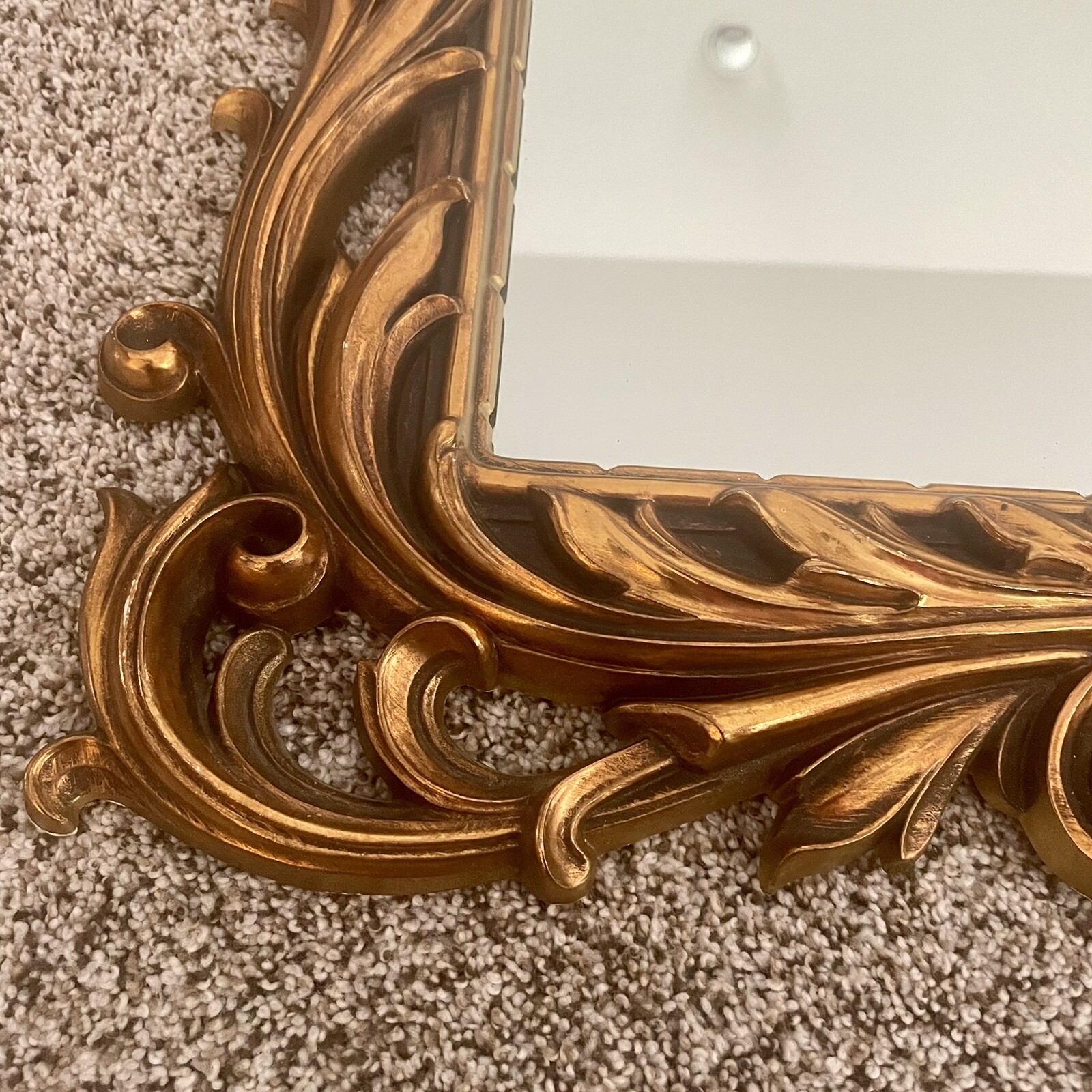 Vintage Turner Gold Scroll Leaf Rectangular Mirror Hollywood Regency MCM