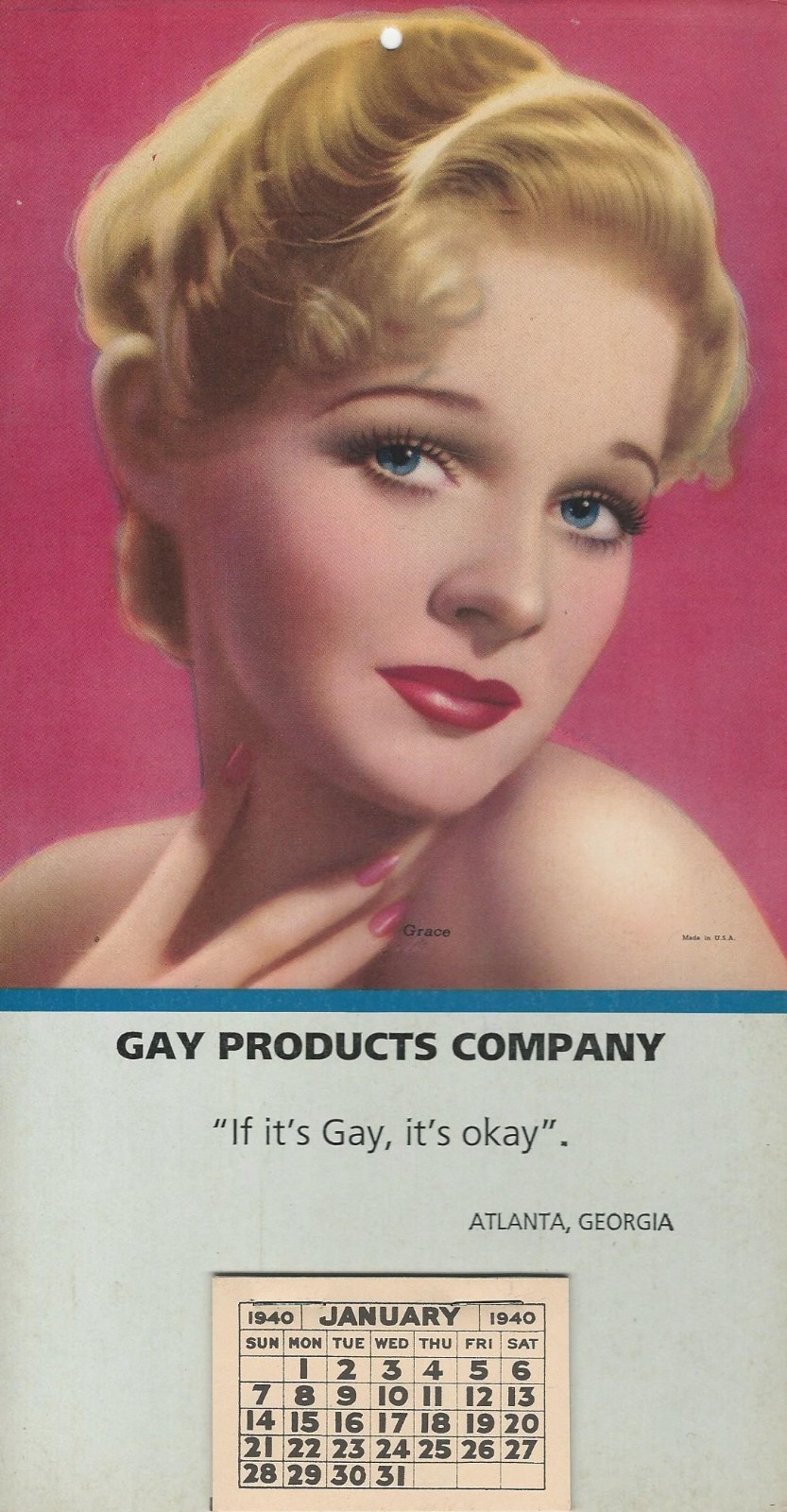 VINTAGE “IF IT’S GAY, IT’S OK” 1940 GAY PINUP CALENDAR GAY PRODUCT CO ATLANTA GA