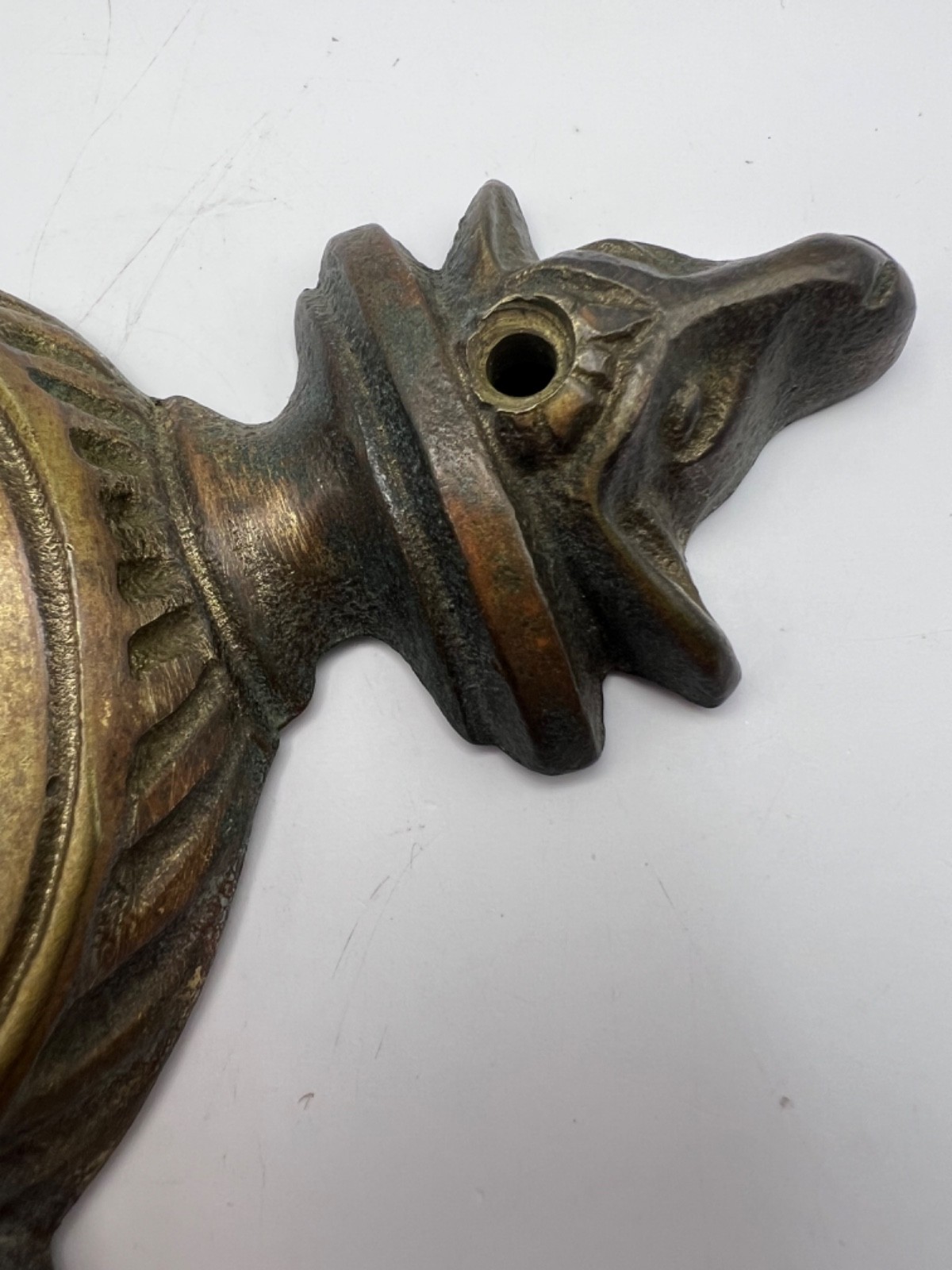 Antique Solid Brass Door Knocker Rams Head Floral Ornate Knocker Ring