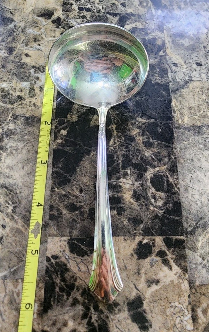 GORHAM ART DECO c1930 LADY CAROLINE PATTERN SILVERPLATD “6” GRAVY LADLE 🤎